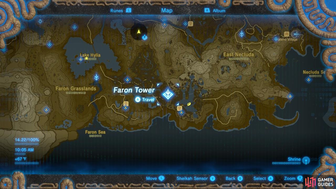 The Faron region is in the southeastern area of Hyrule