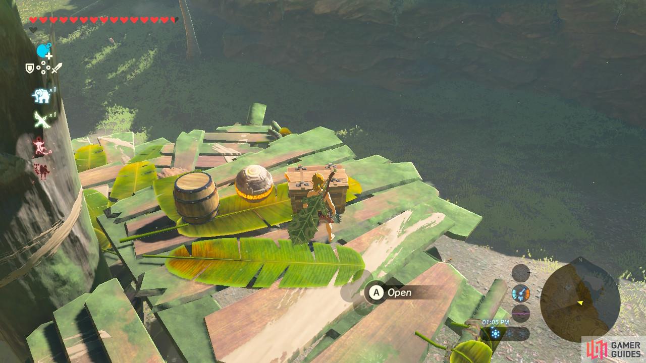 Once you have cleaned out the Bokoblin camp, open the chest for a bow
