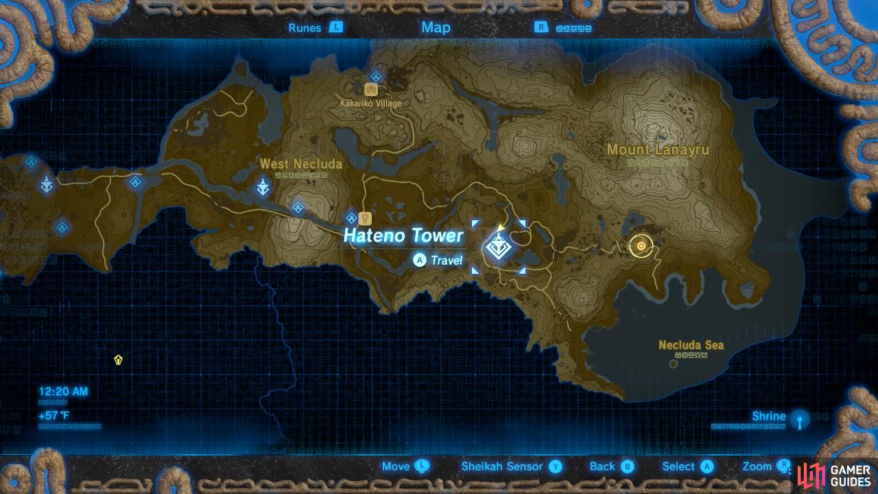 This is the location of Hateno Tower