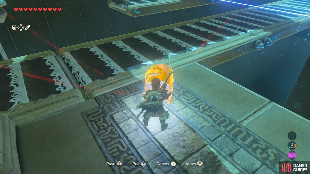 Don't get nervous about falling off the conveyor belt, just use Magnesis and get the chest quickly