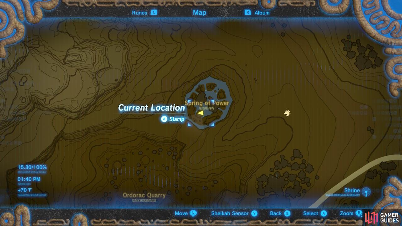 The Spring of Power has a distinct shape on the map