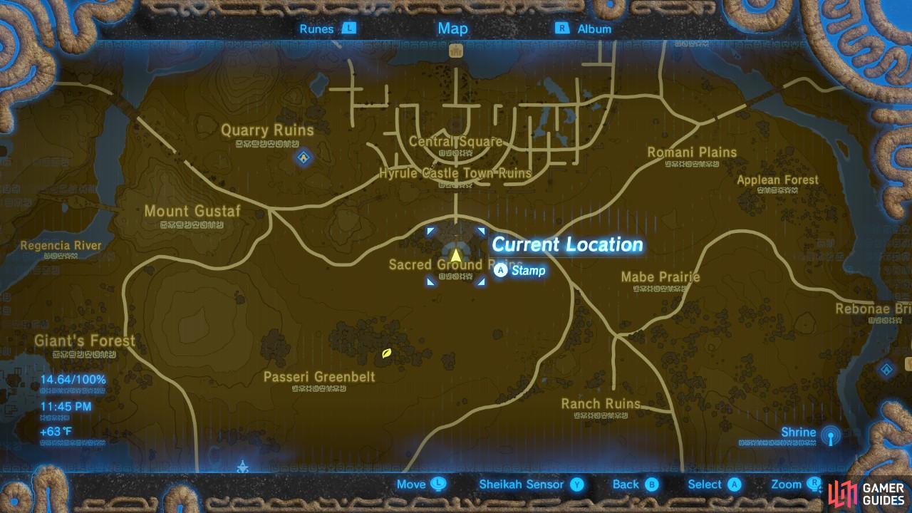 Here is the location of the Sacred Ground Ruins