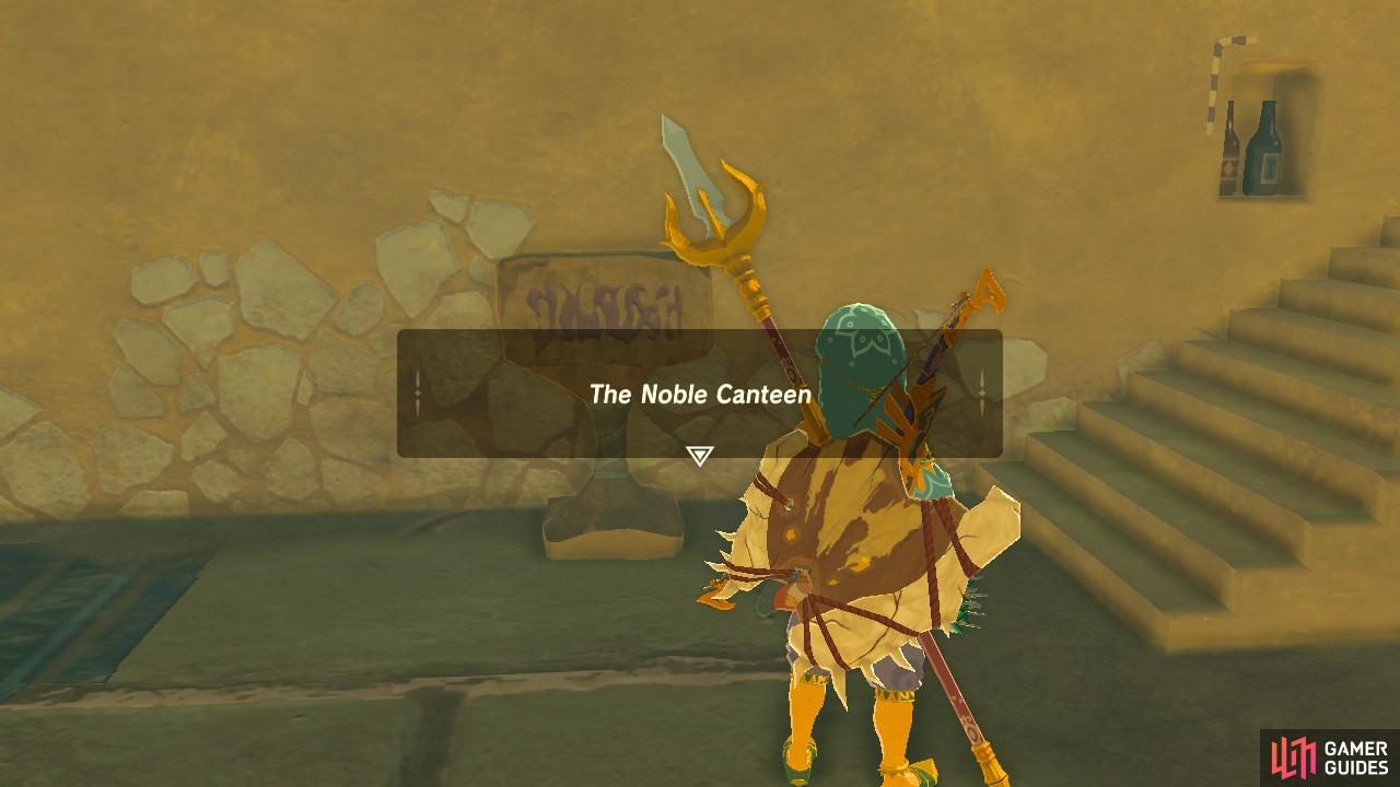 If you enter Gerudo Town from the main entrance, the Noble Canteen is to your right on the outside area