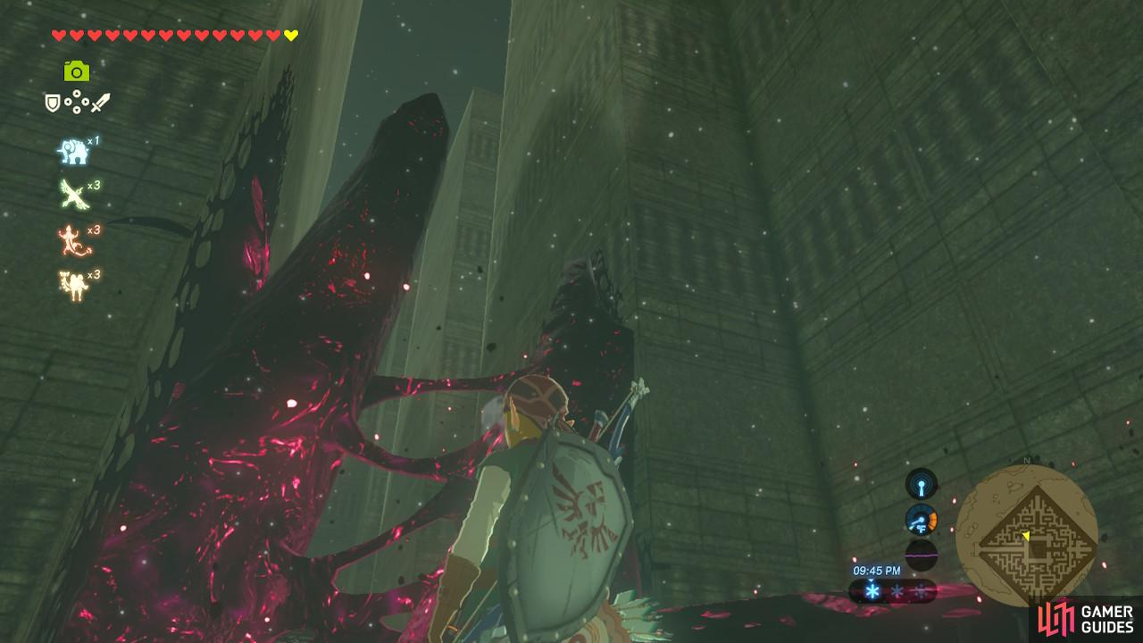 Climb up and then Paraglide over the wall. It helps to have Revali's Gale
