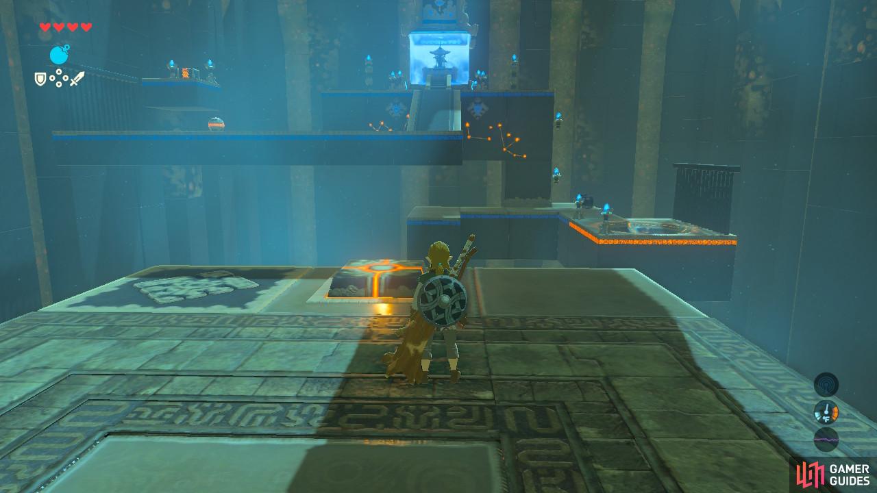 When unpressed, the platform is completely neutral. When pressed, the platform tilts to the right