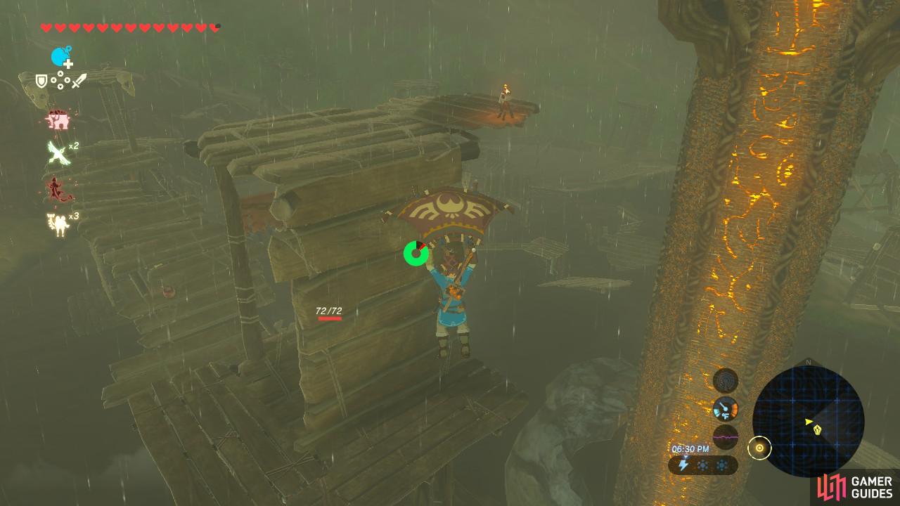 We opted to use Revali's Gale. As you can see there are monsters patrolling the area.