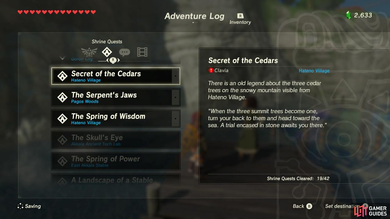 It simply offers clues to a Shrine hidden away via an overworld puzzle