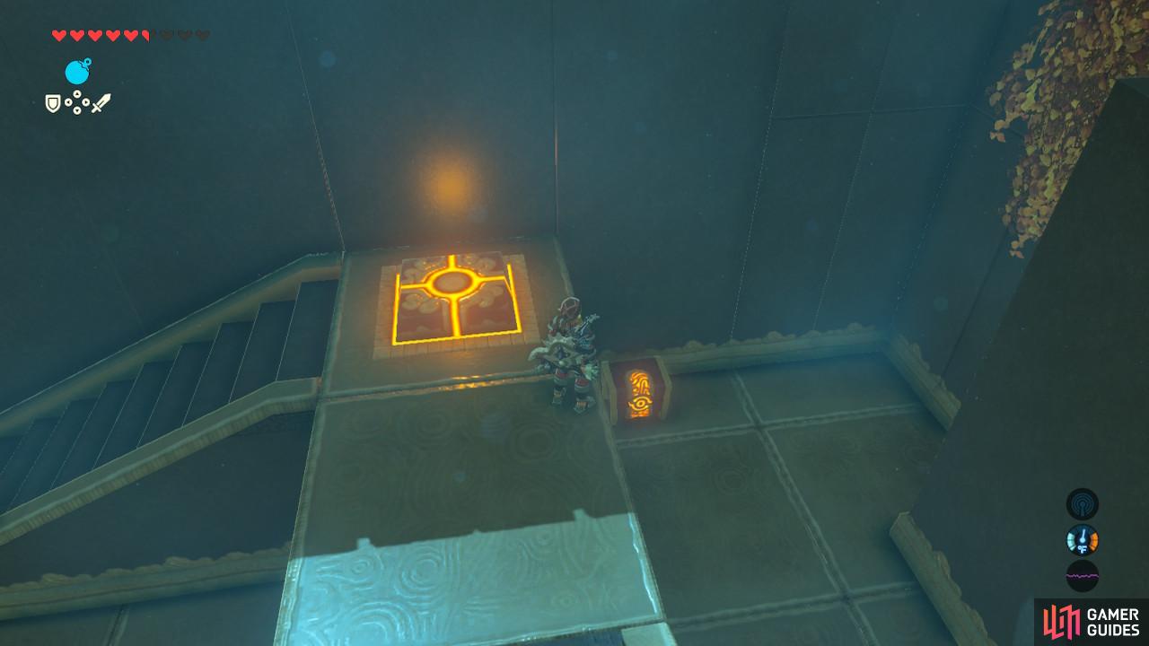 The Ice Arrow chest is below the switch