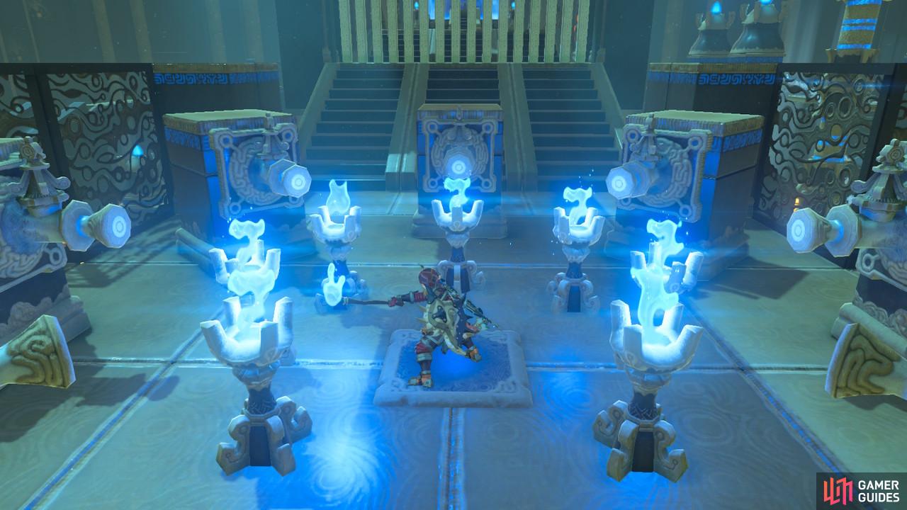 Then all the torches will light at once before the waterspouts behind them can ruin your hard work