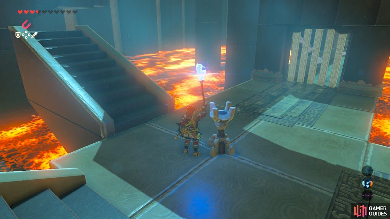 You will want to take the flame from the top of the staircase for this torch