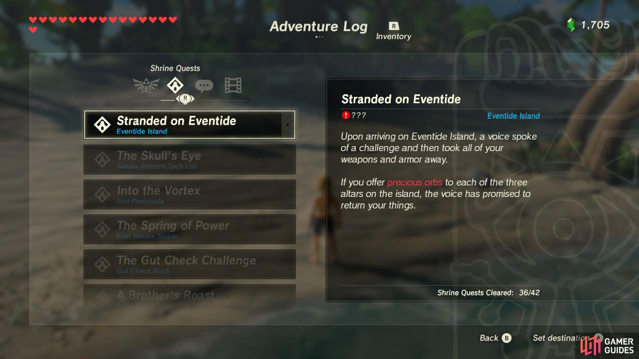 You will then have to complete this Shrine Quest with basically nothing