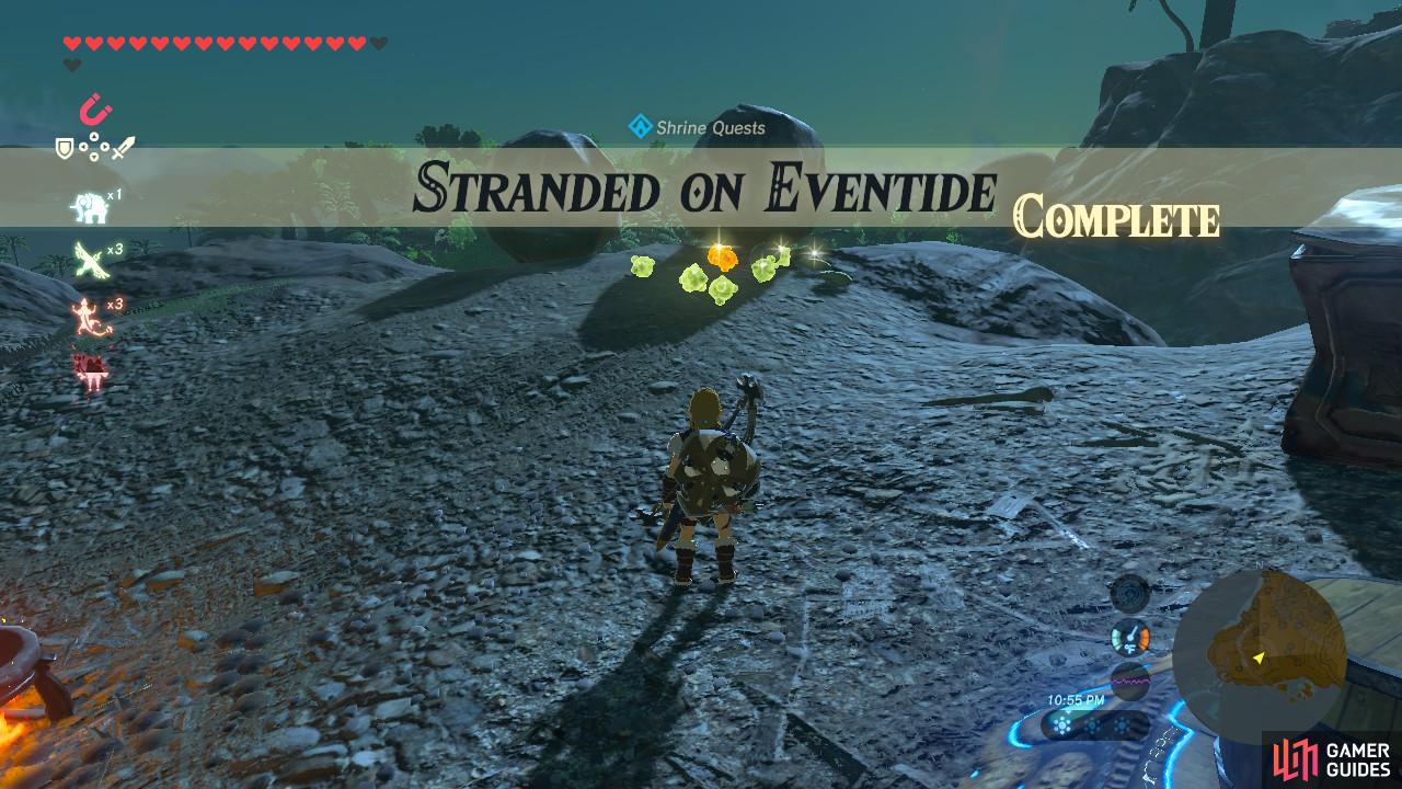 At this point, the Shrine Quest is complete. You will get your items back and you can pick up all the stuff you dropped