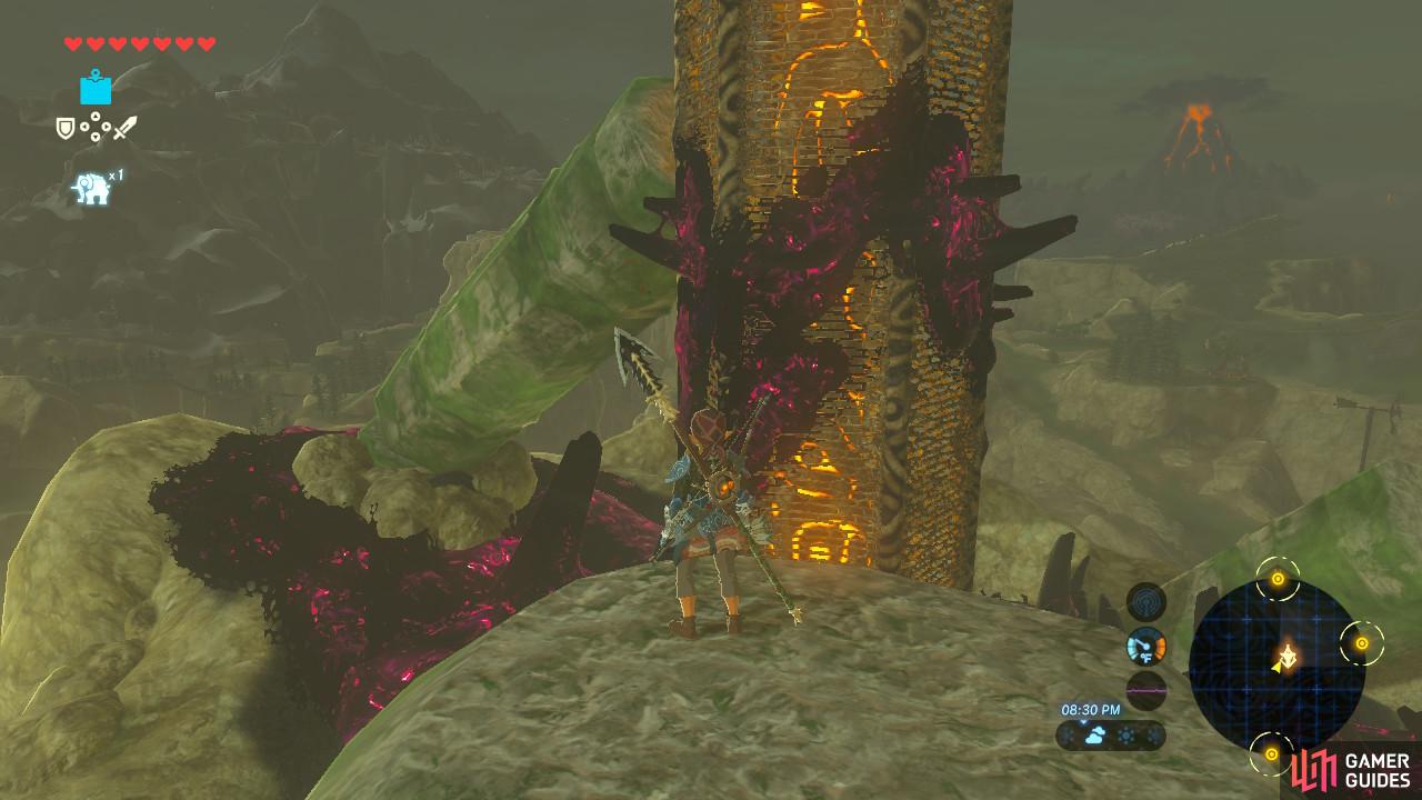 Use that fallen column as a ramp.
