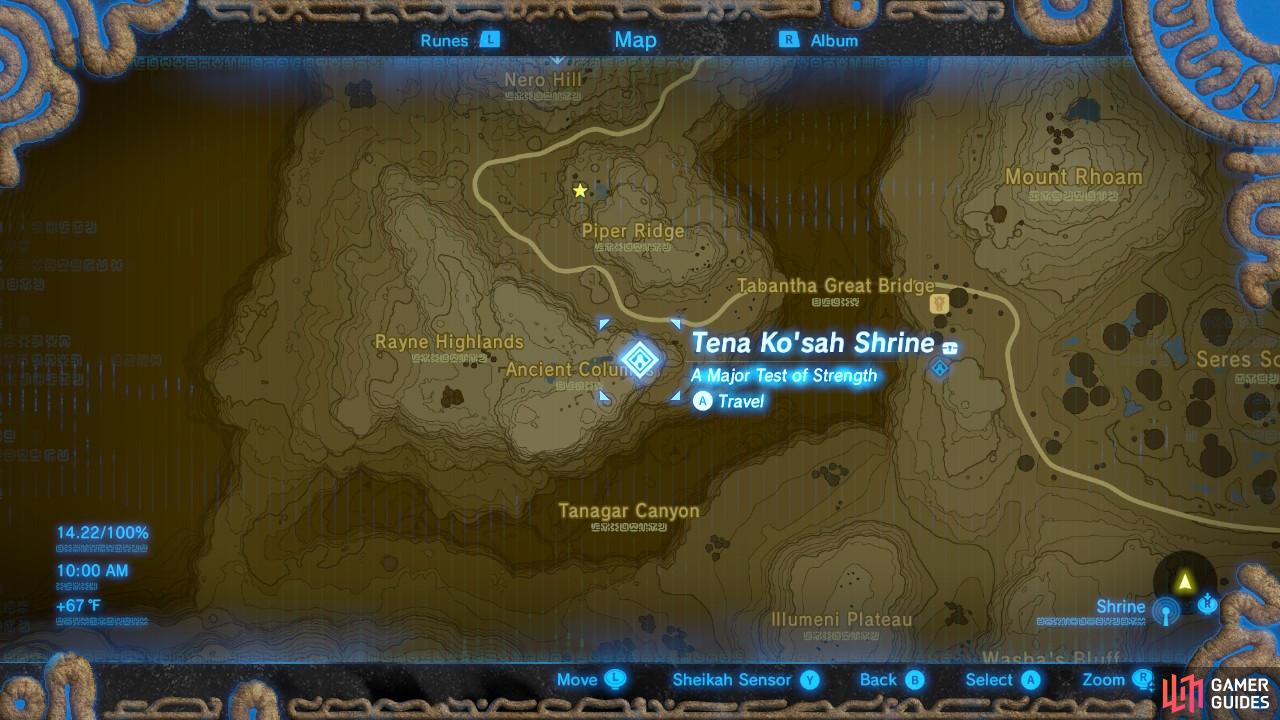 This is the specific location of the Tena Ko'sah Shrine