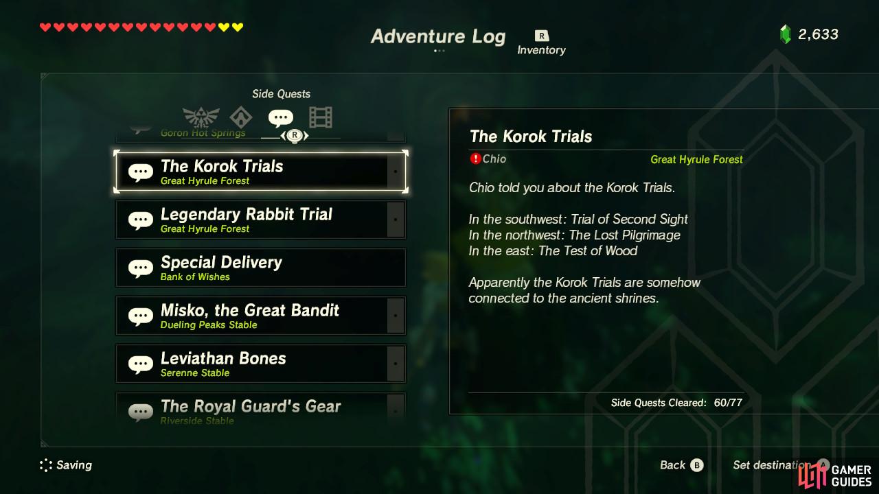 There's not much to the actual sidequest aside from completing the Shrine Quests listed.