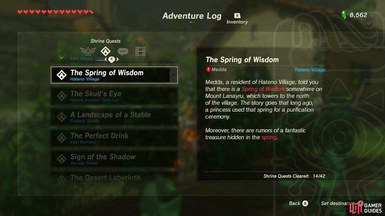 It is one of three Shrine Quests surrounding the three sacred springs of Hyrule