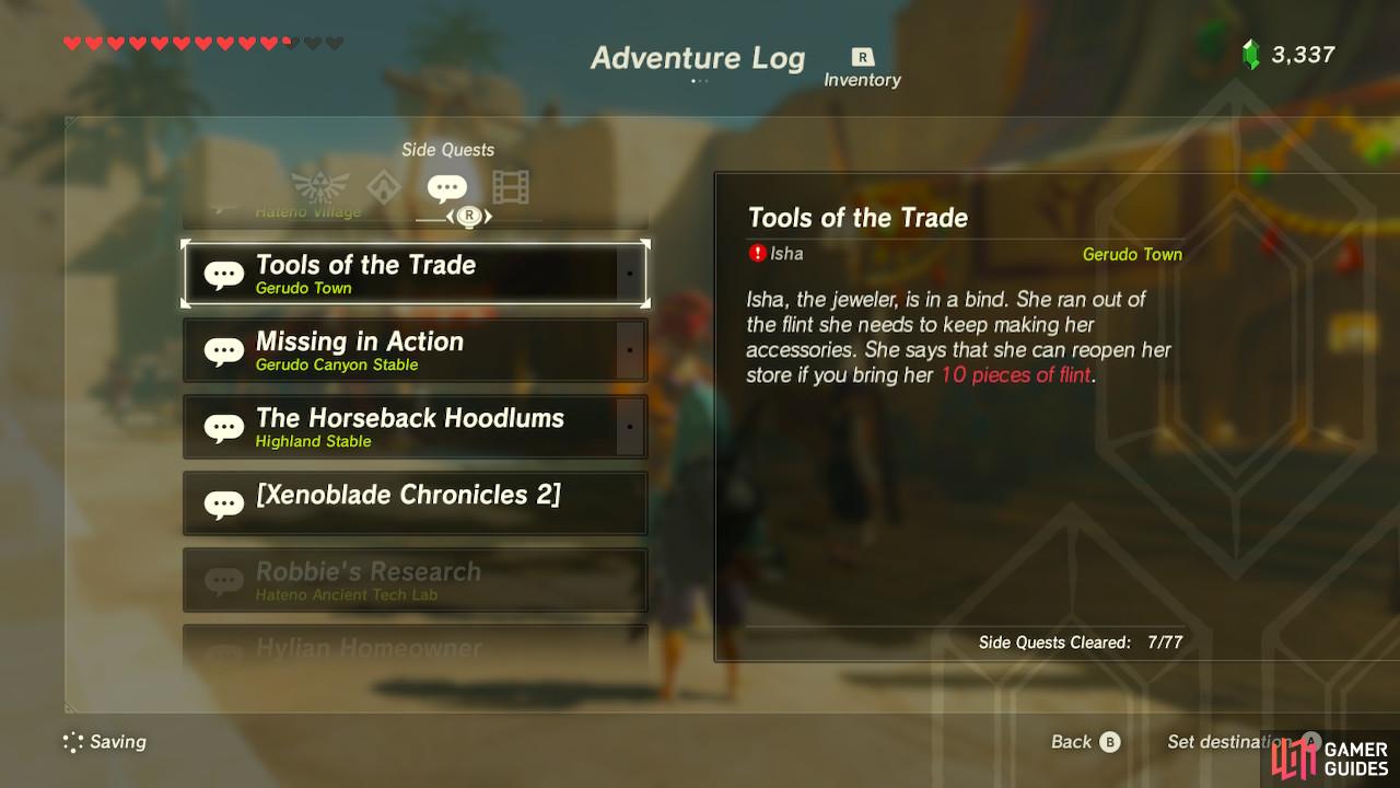 Depending on how many Flints you have, this sidequest can be easy or tedious