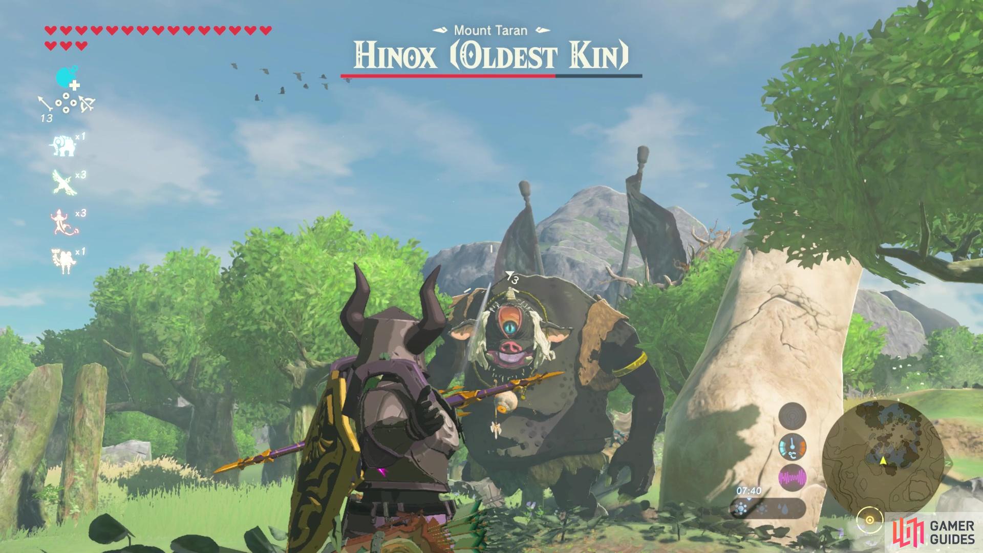 Shooting a Hinox in the eye will cause them to fall to the ground!