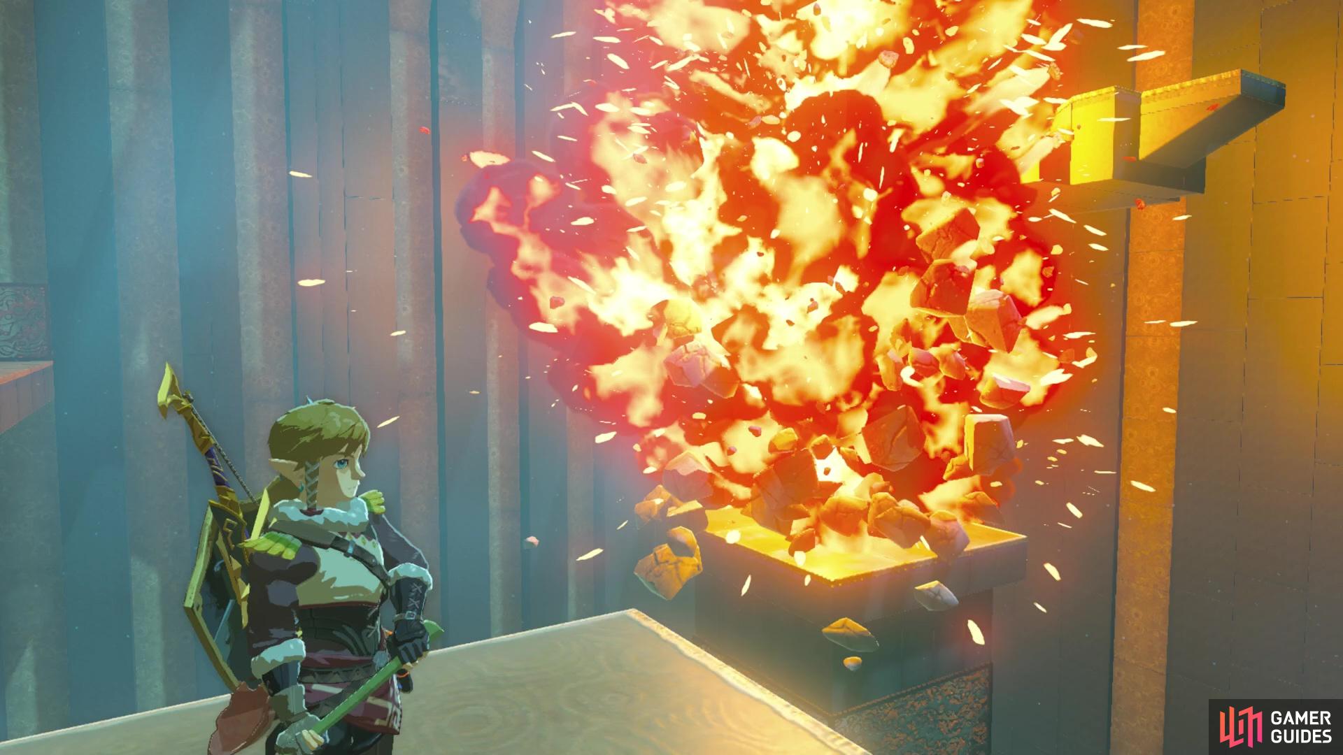 Link knows that cool guys don't look at explosions.