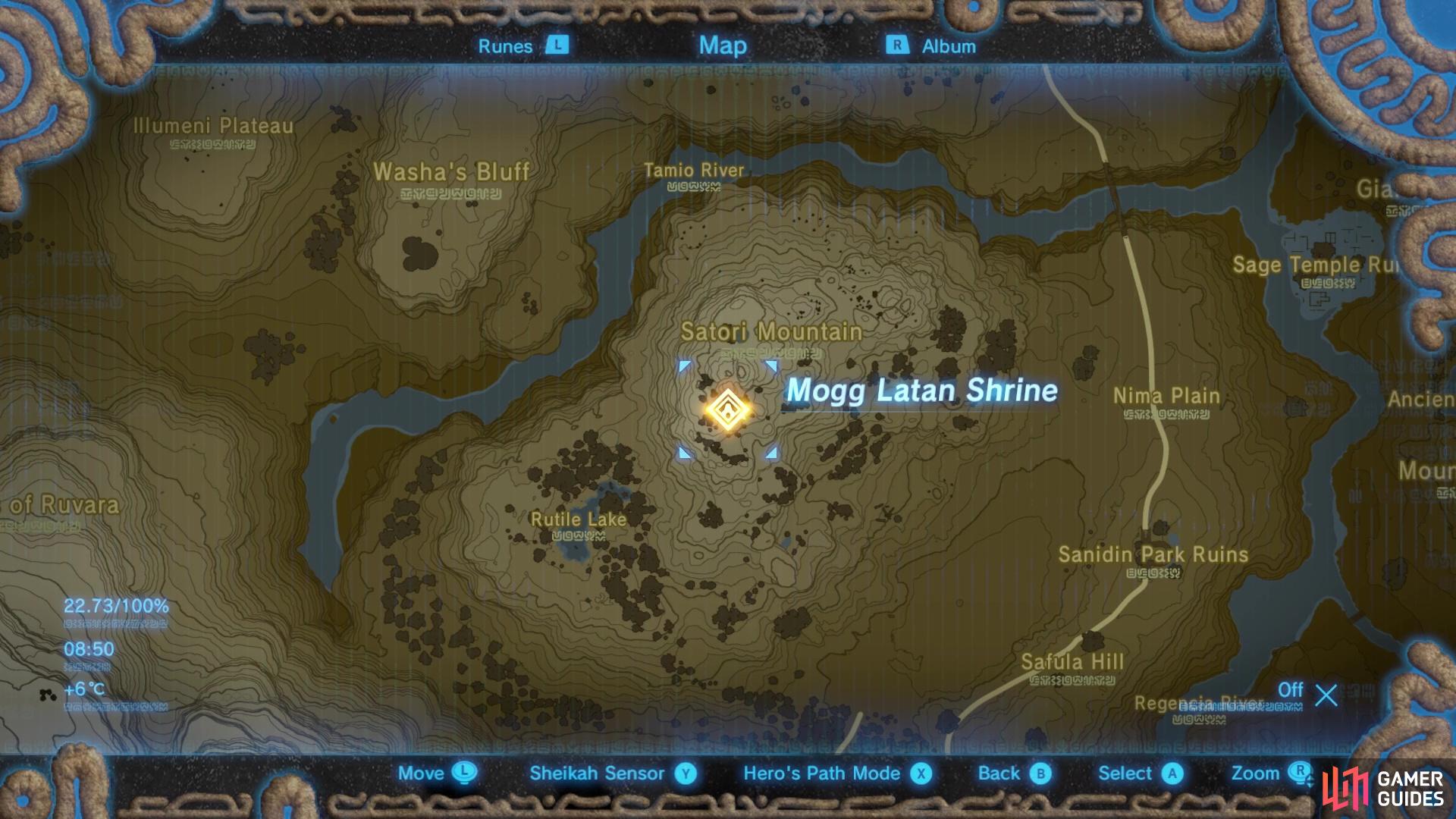 Mogg Latan Shrine is found on Satori Mountain