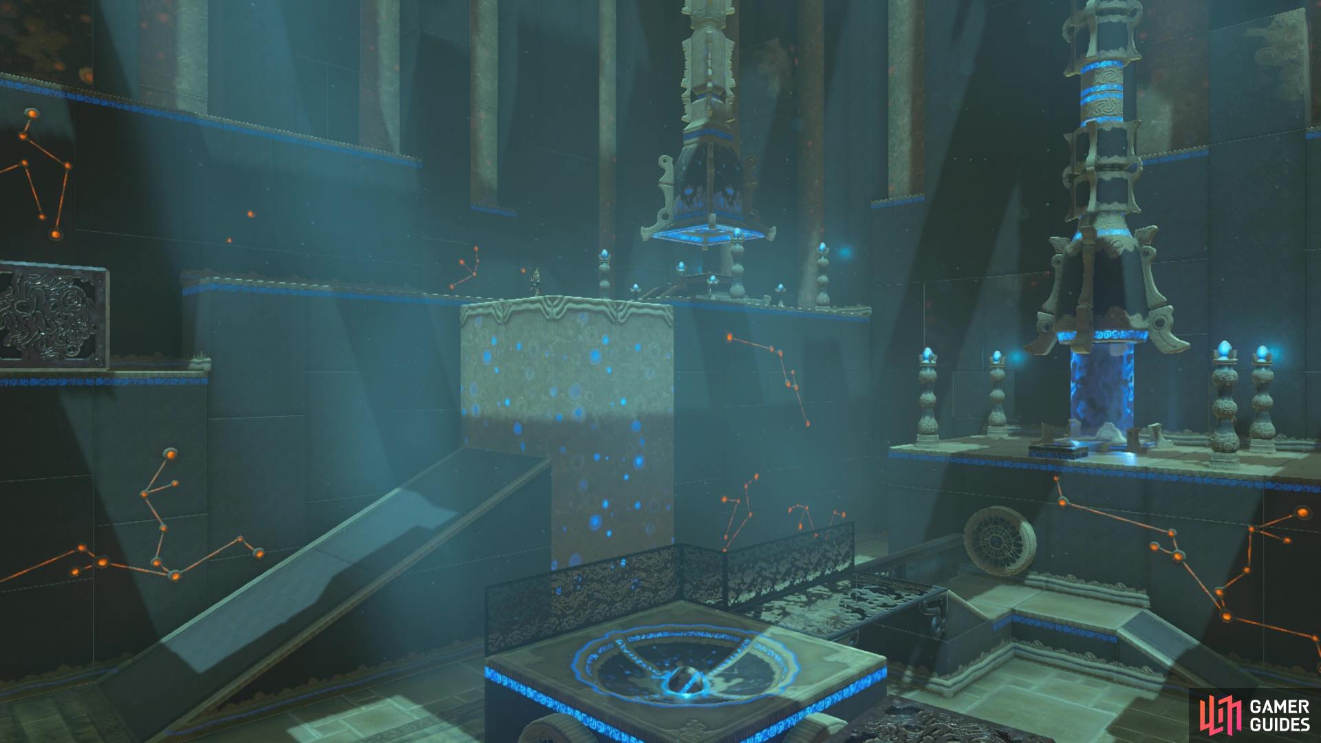 and once the ball is in the hole you'll be able to head to the end of the shrine.