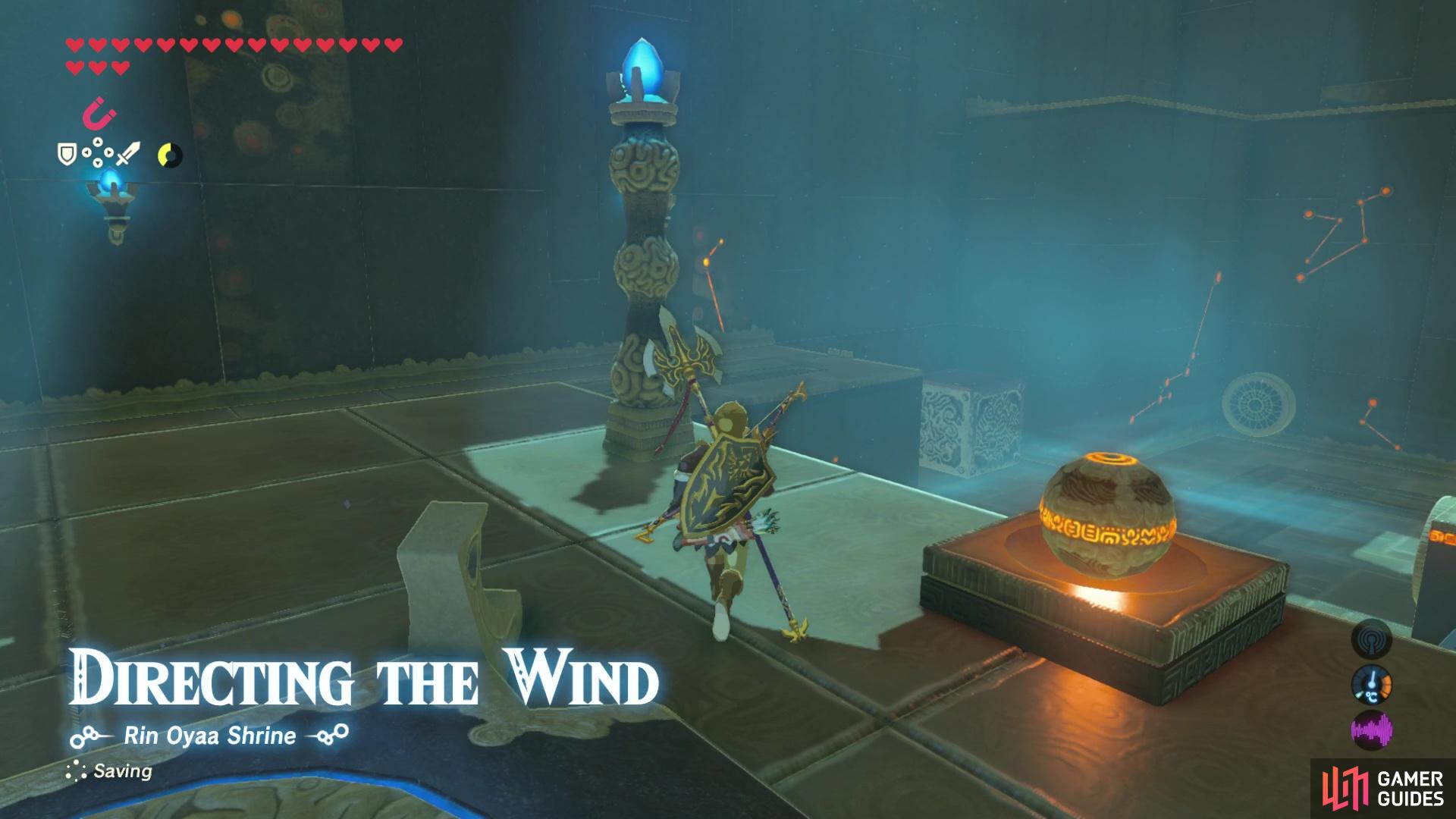 and the aim of the shrine is to use the wind streams to roll the ball into the hole!