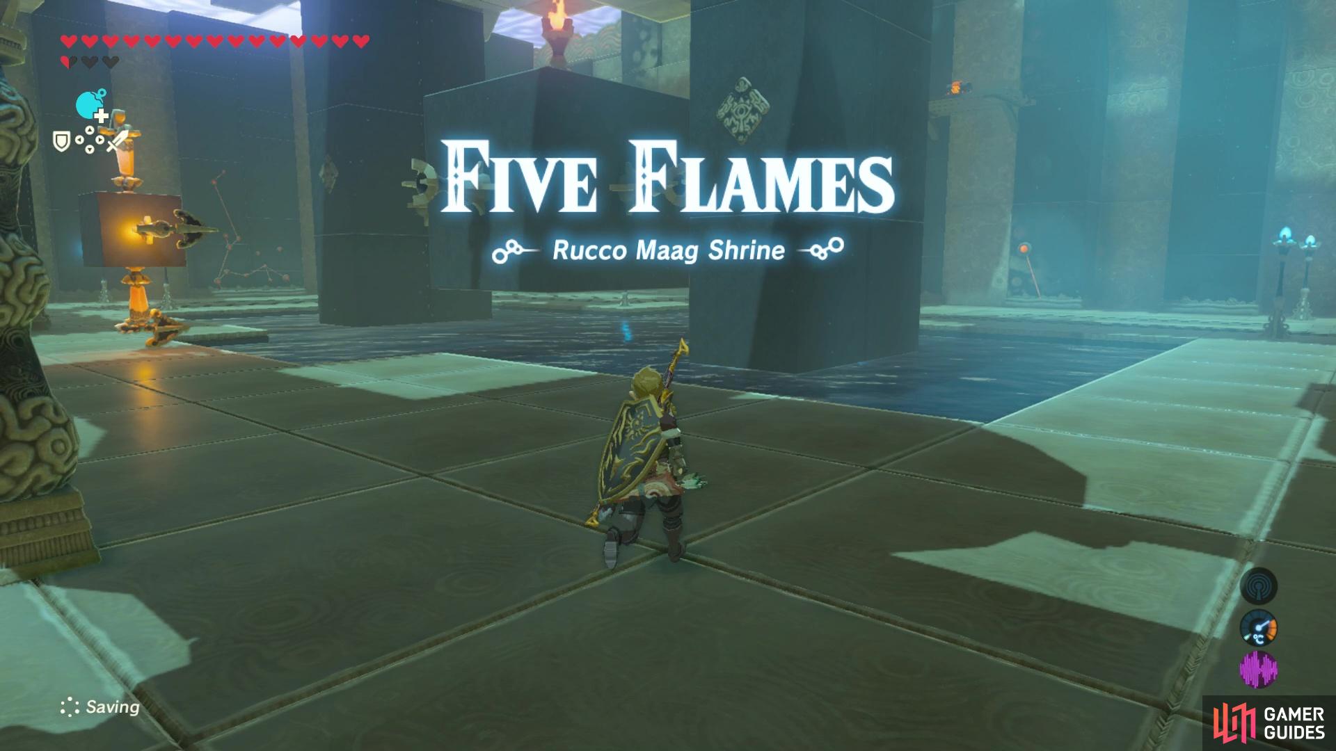 it is a tricky shrine titled Five Flames. 