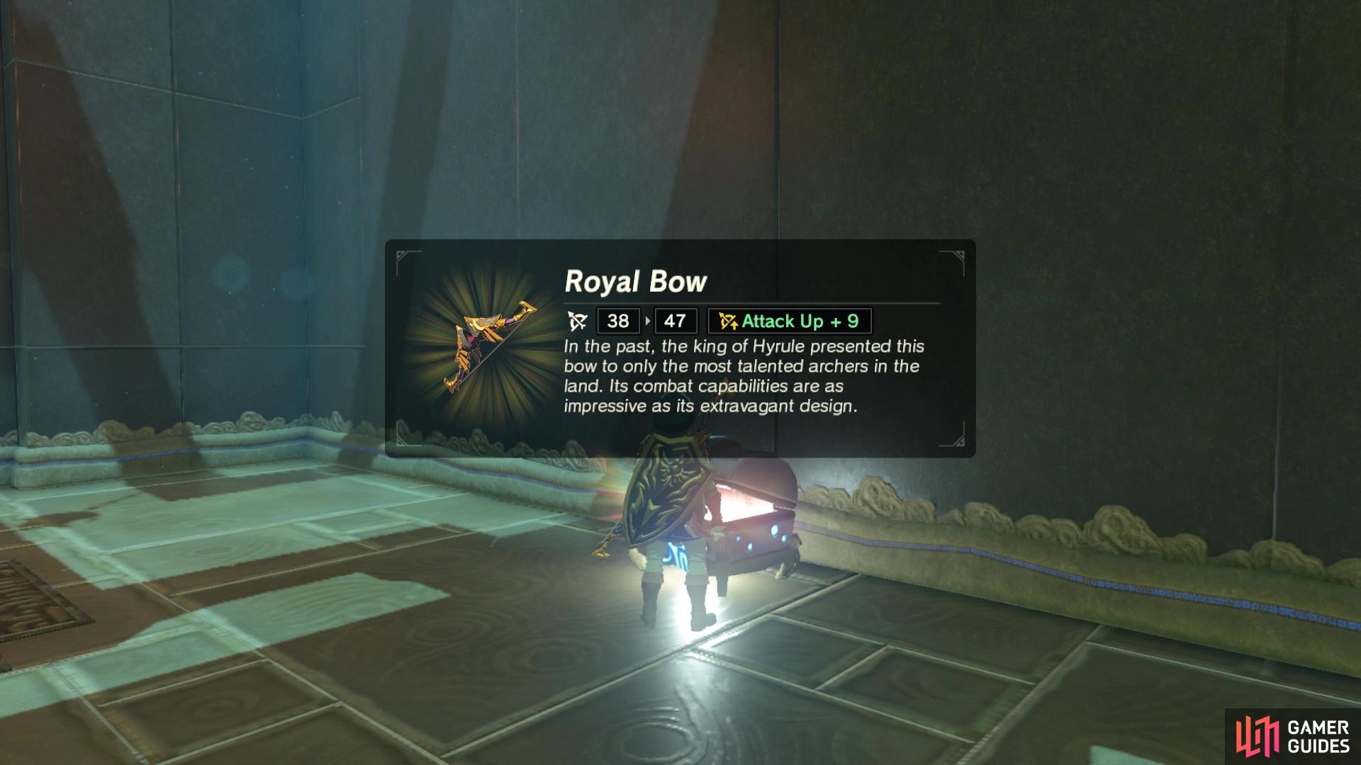 so you can grab the treasure chest and loot it for a Royal Bow.