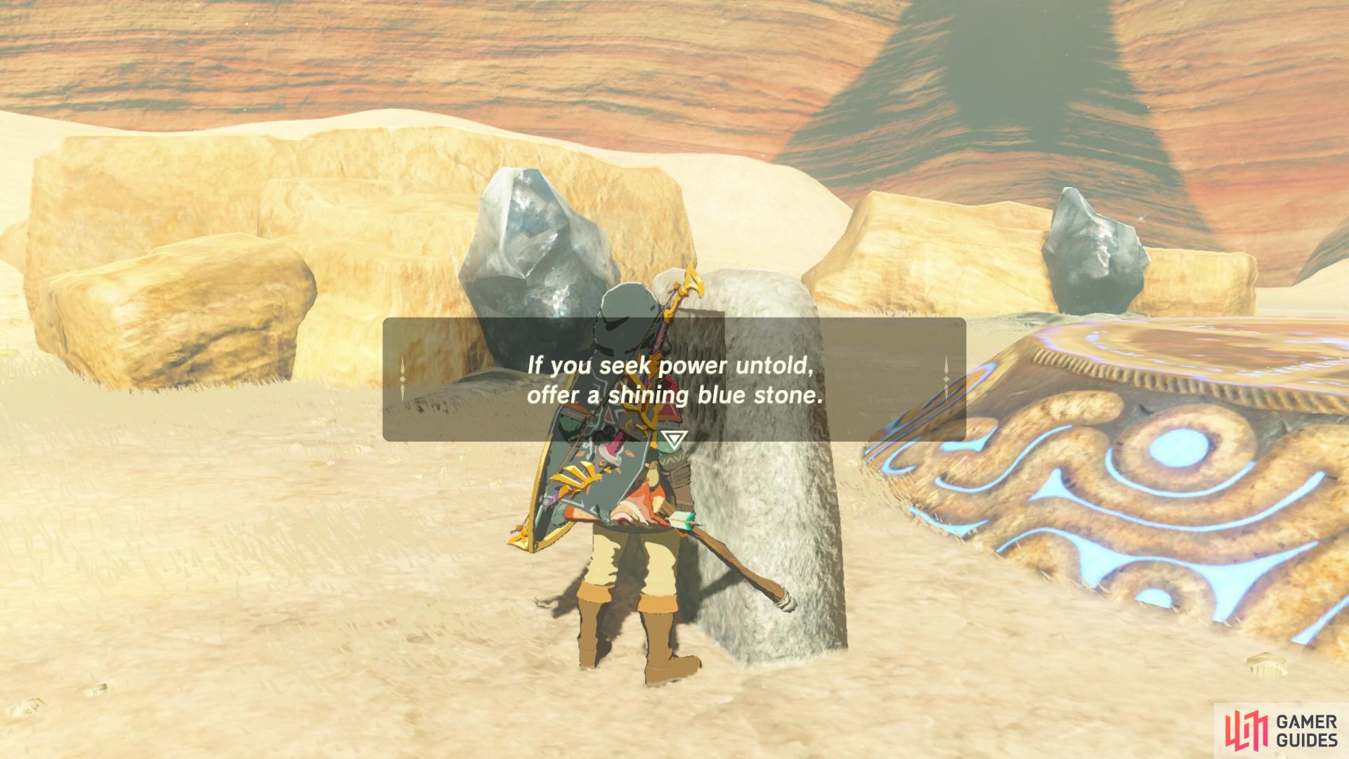 The stone slab has a riddle you'll need to solve to reveal the shrine.