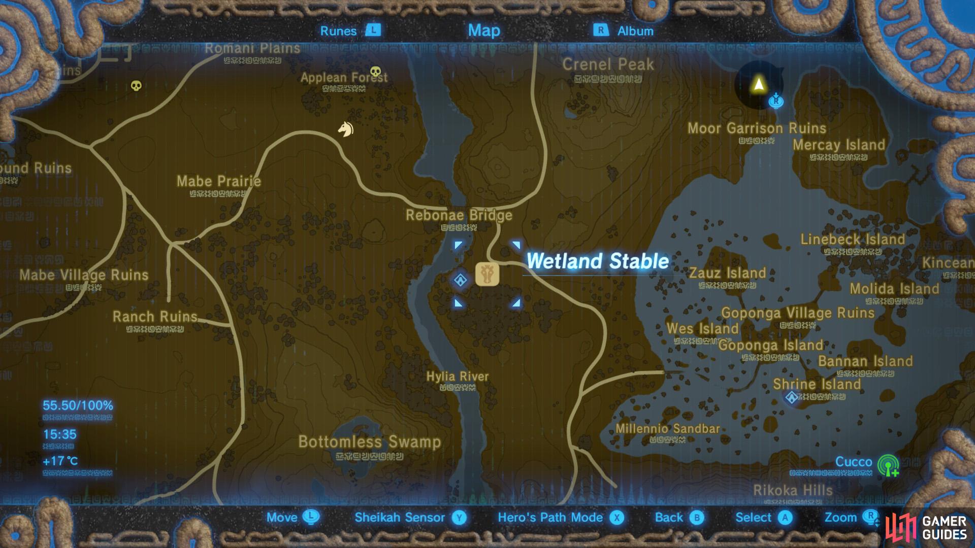 Wetland Stable, to the east of Hyrule Field.
