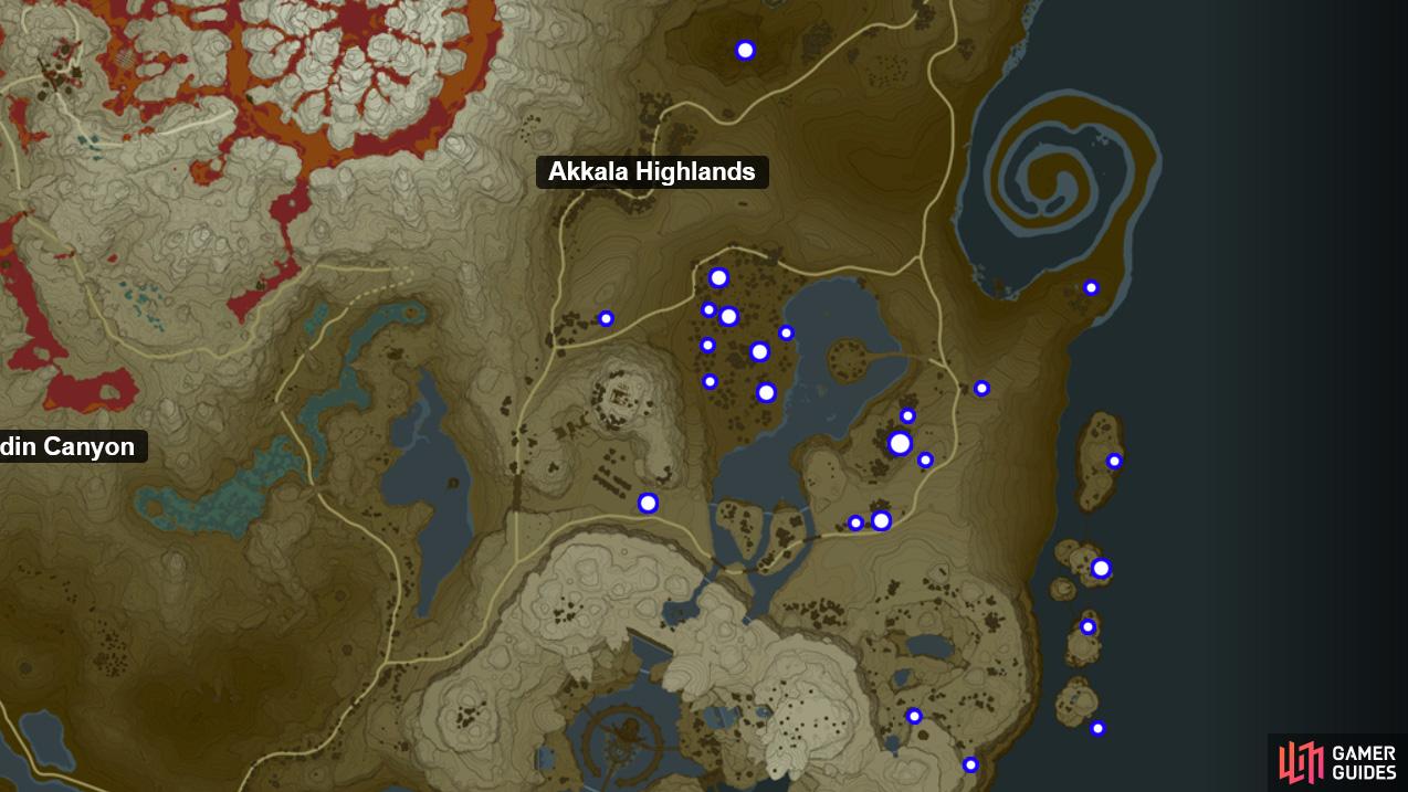 Armoranth locations in the Akkala region.