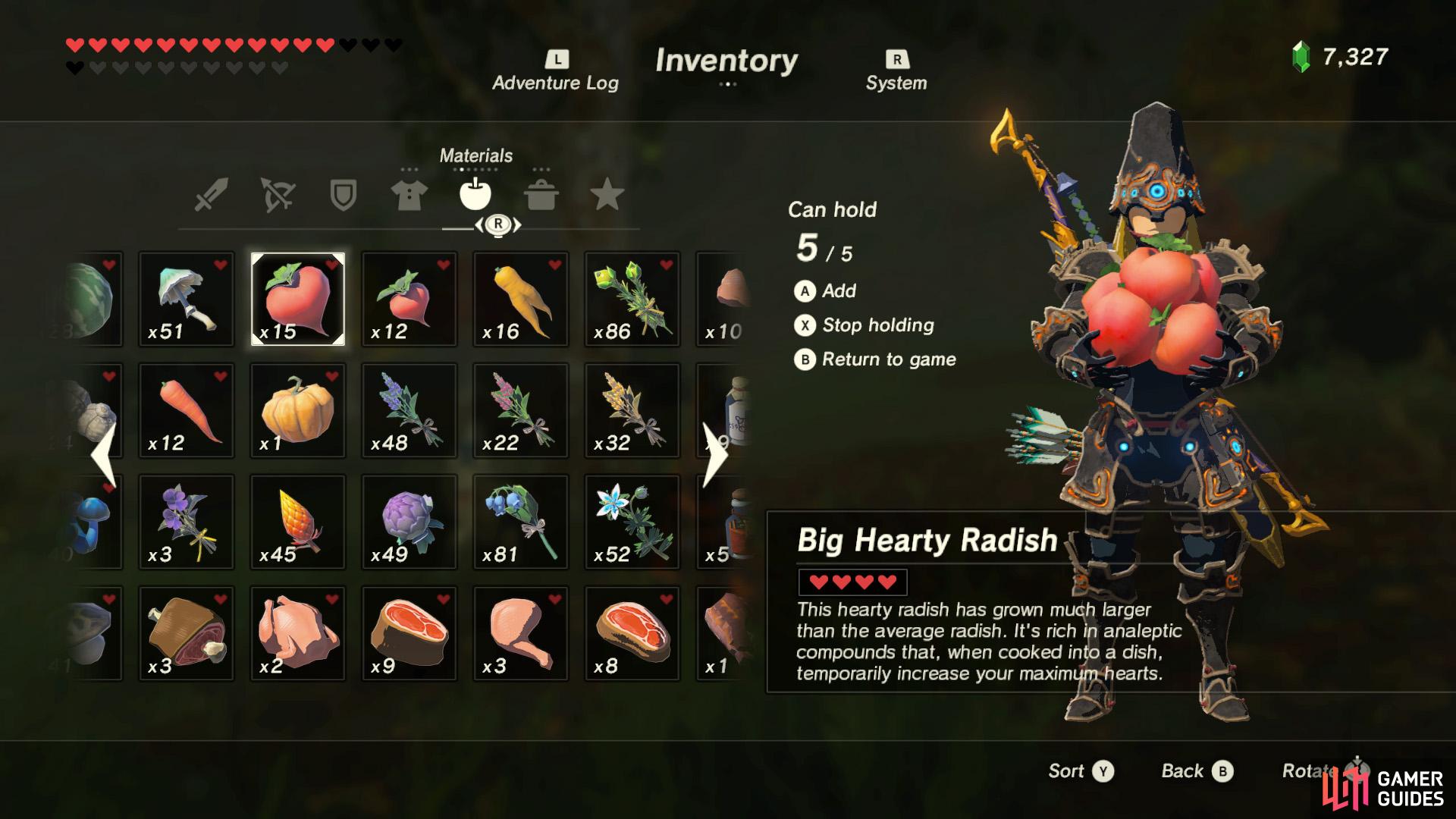 Extra Heart Recipes Guide Zelda Breath of the Wild 