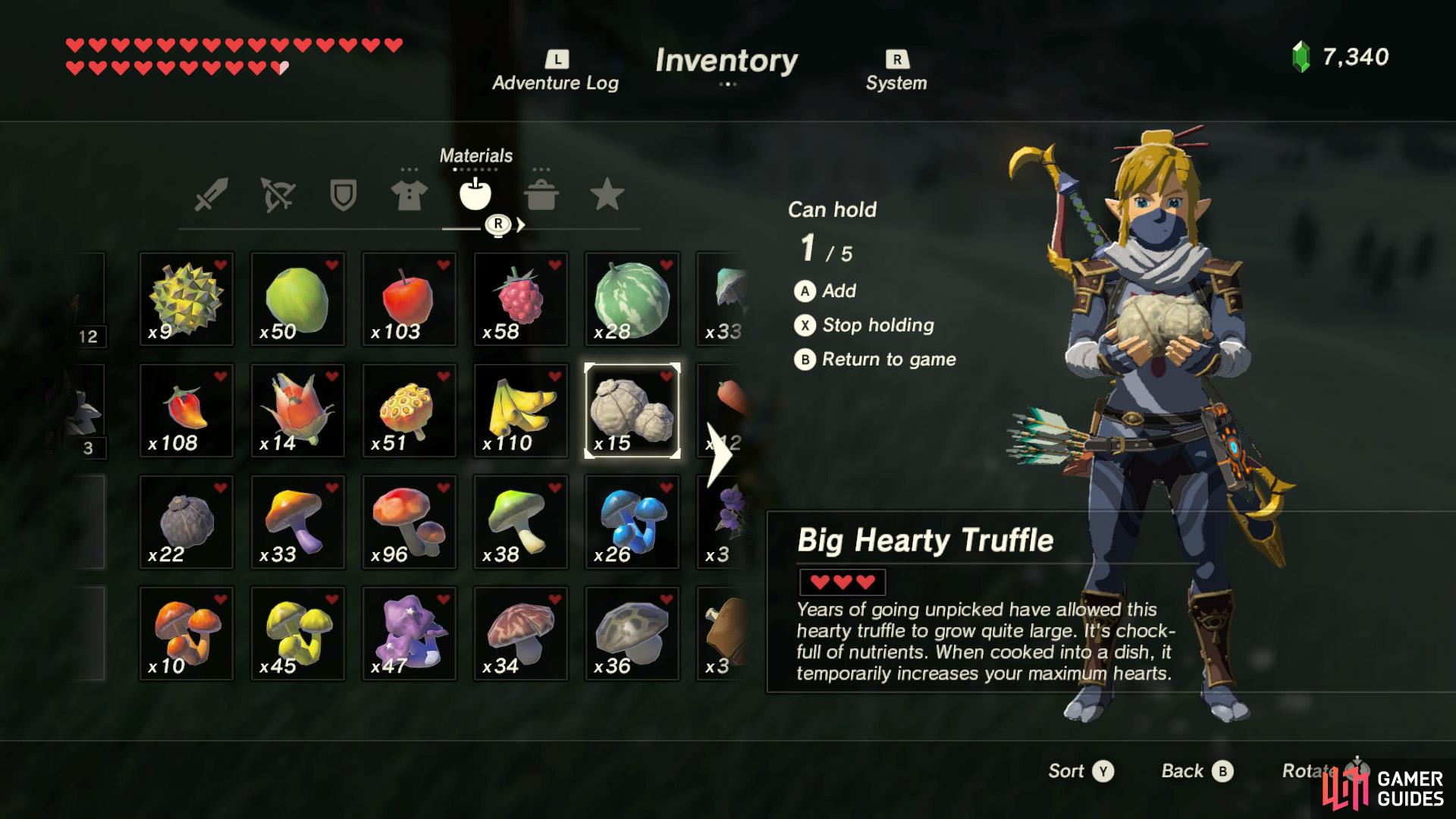 Extra Heart Recipes Guide Zelda Breath of the Wild 