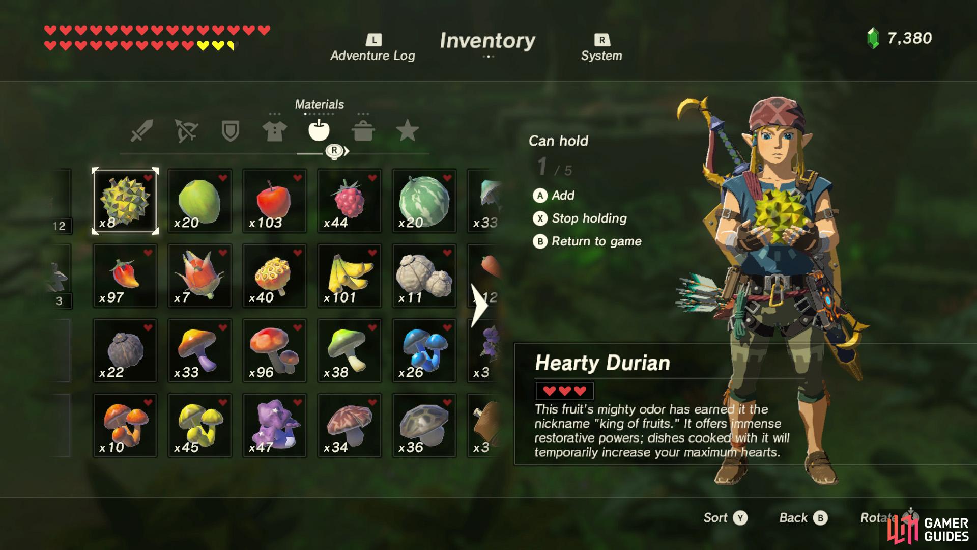 Extra Heart Recipes Guide Zelda Breath of the Wild 