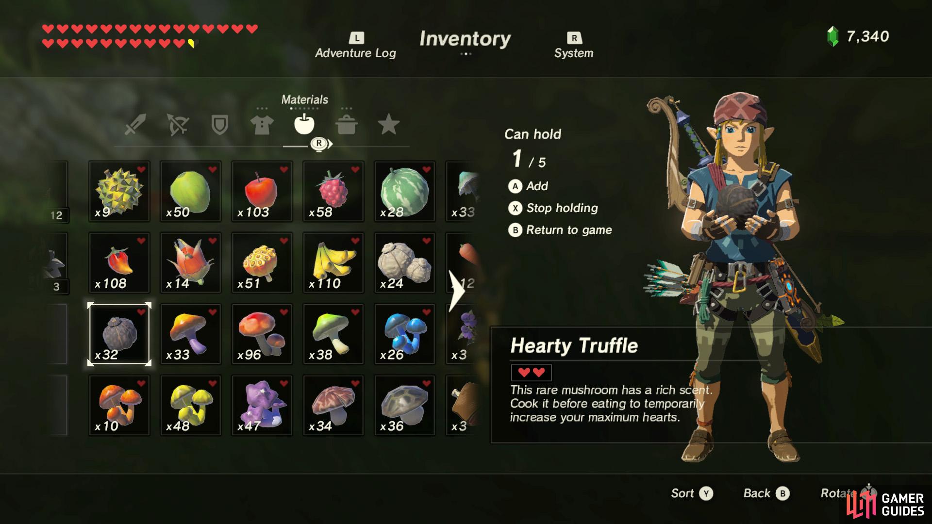 Hearty Truffle Mushrooms Materials The Legend of Zelda Breath of