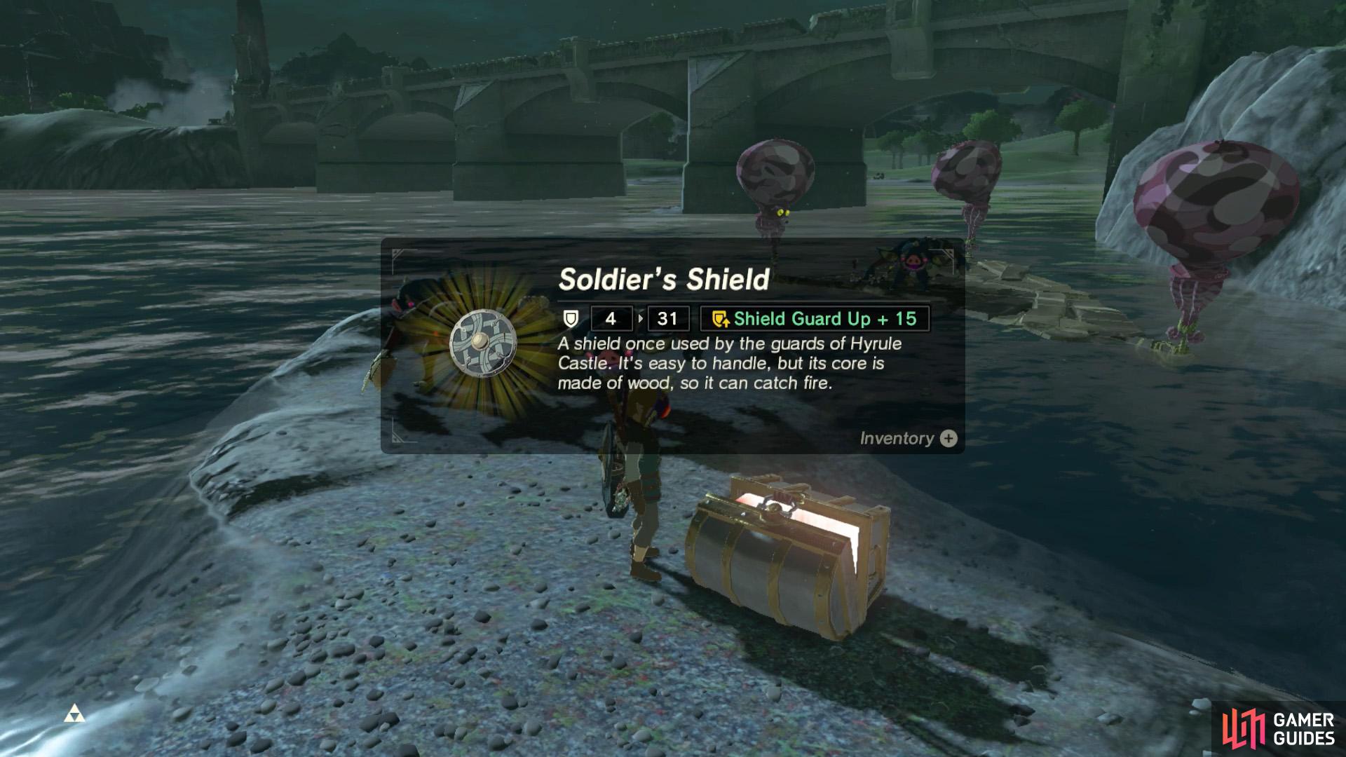 The chest contains a Soldier's Shield.