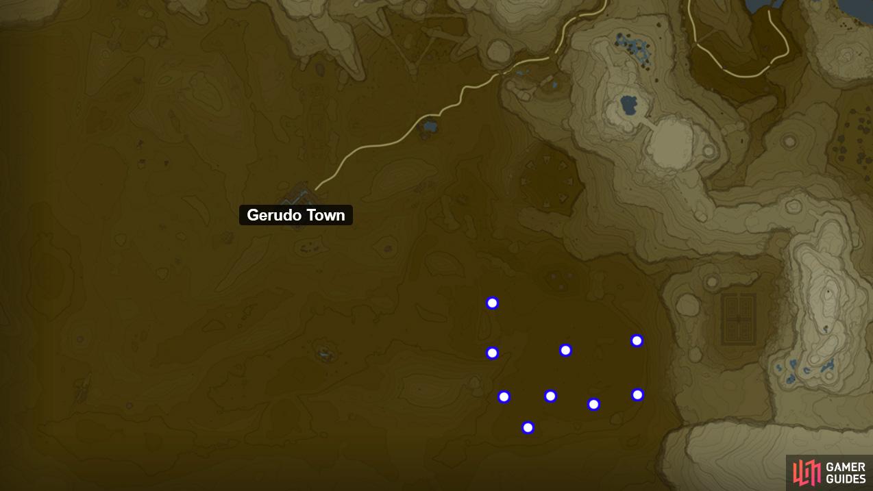 Wasteland Coyote locations in the Gerudo Desert.