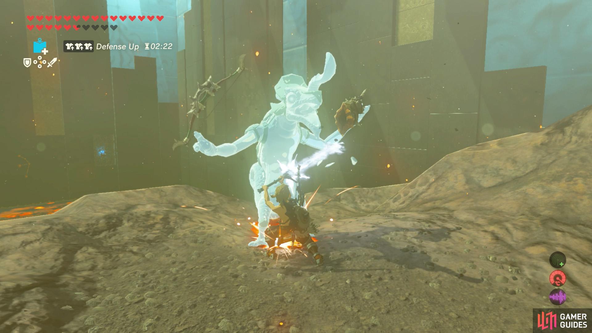 Before heading there, freeze the Lizalfos on the right.