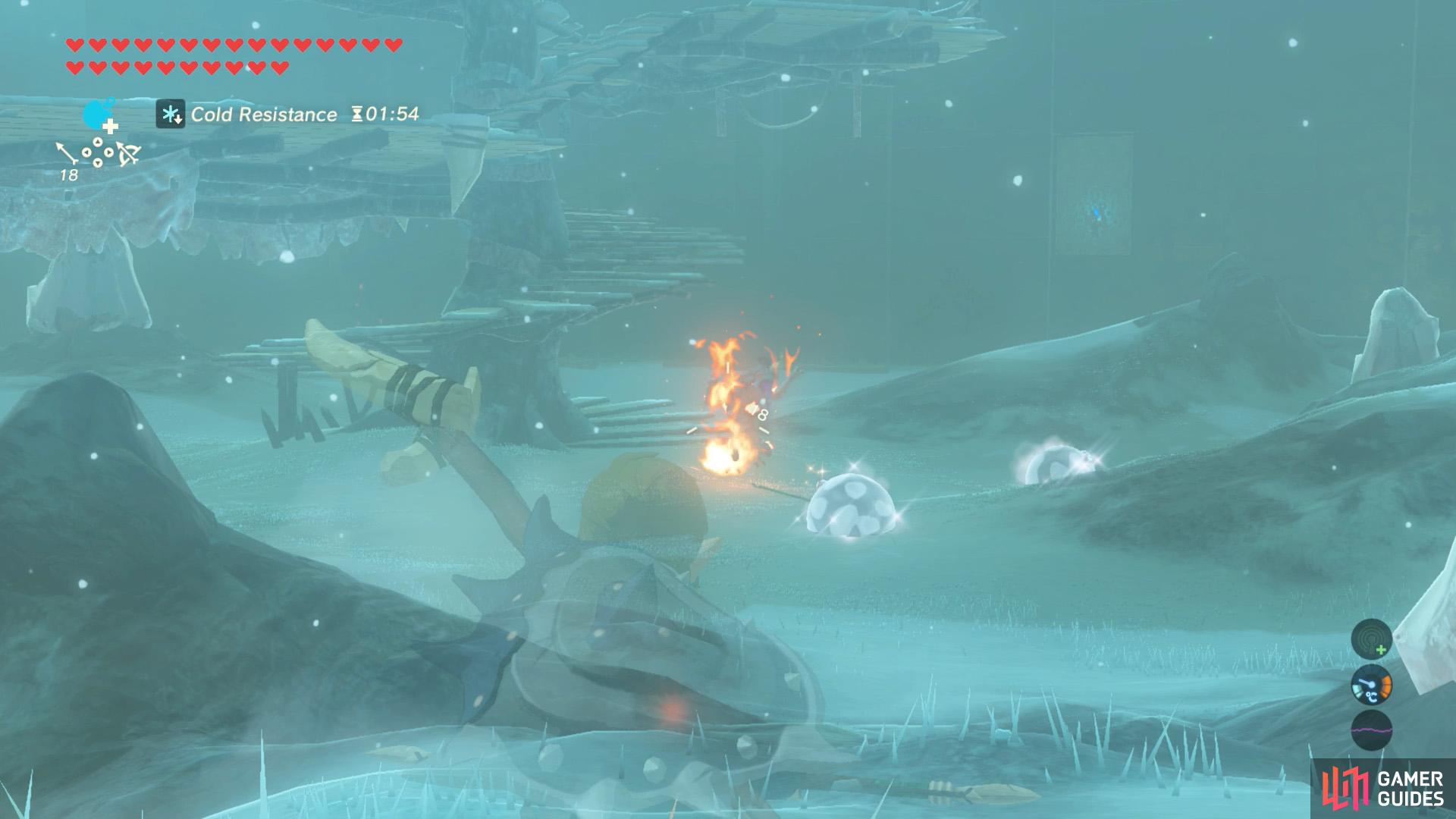 First, shoot the Lizalfos guard with a Fire Arrow.