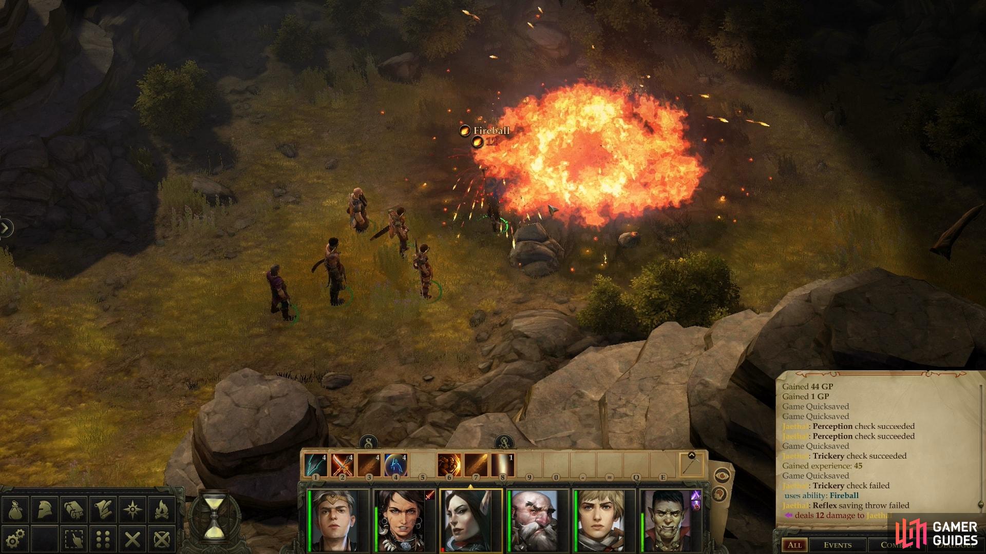 Fail to disarm the traps around the bandit camp, and you're in for a fiery reprimand.