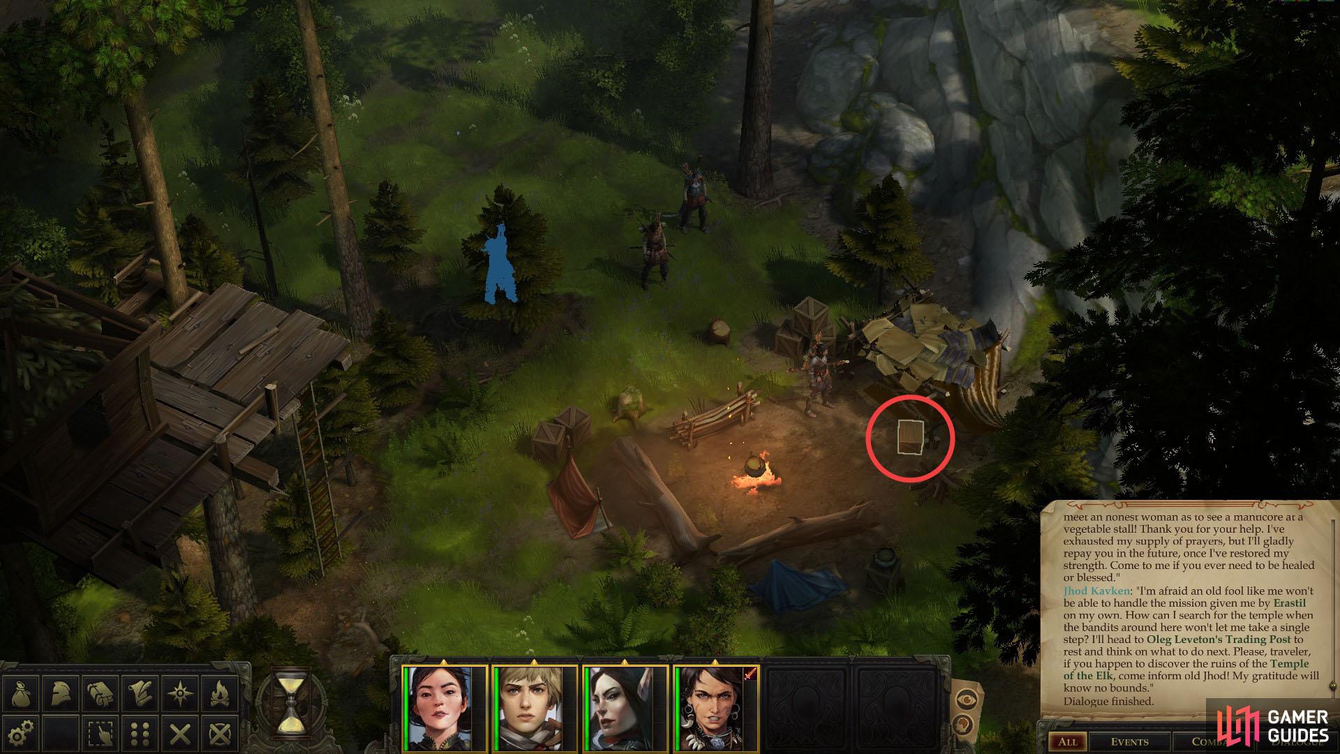 Loot Kressle's Camp to find the Stag Lord's orders, giving you a new objective.
