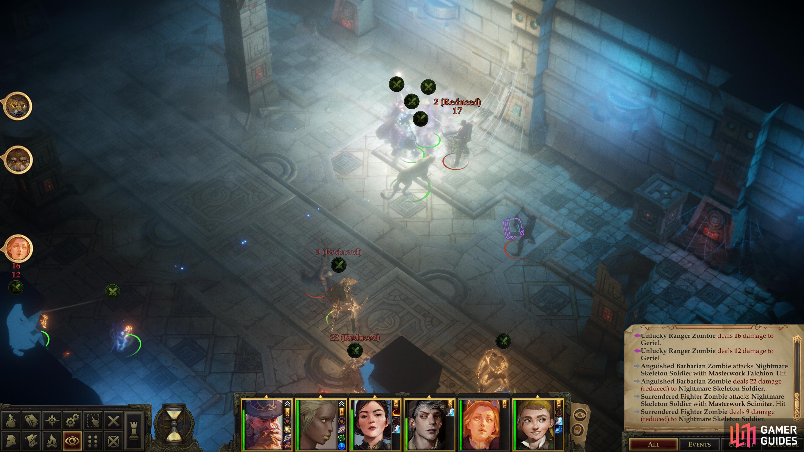 Take down the spellcasting zombie adventurers quickly to limit the mischief they can cause,
