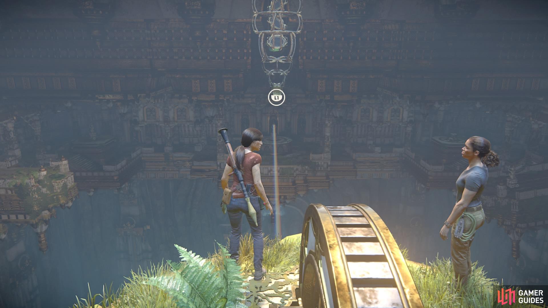 Swing over to the next puzzle from the top of the Shiva statue