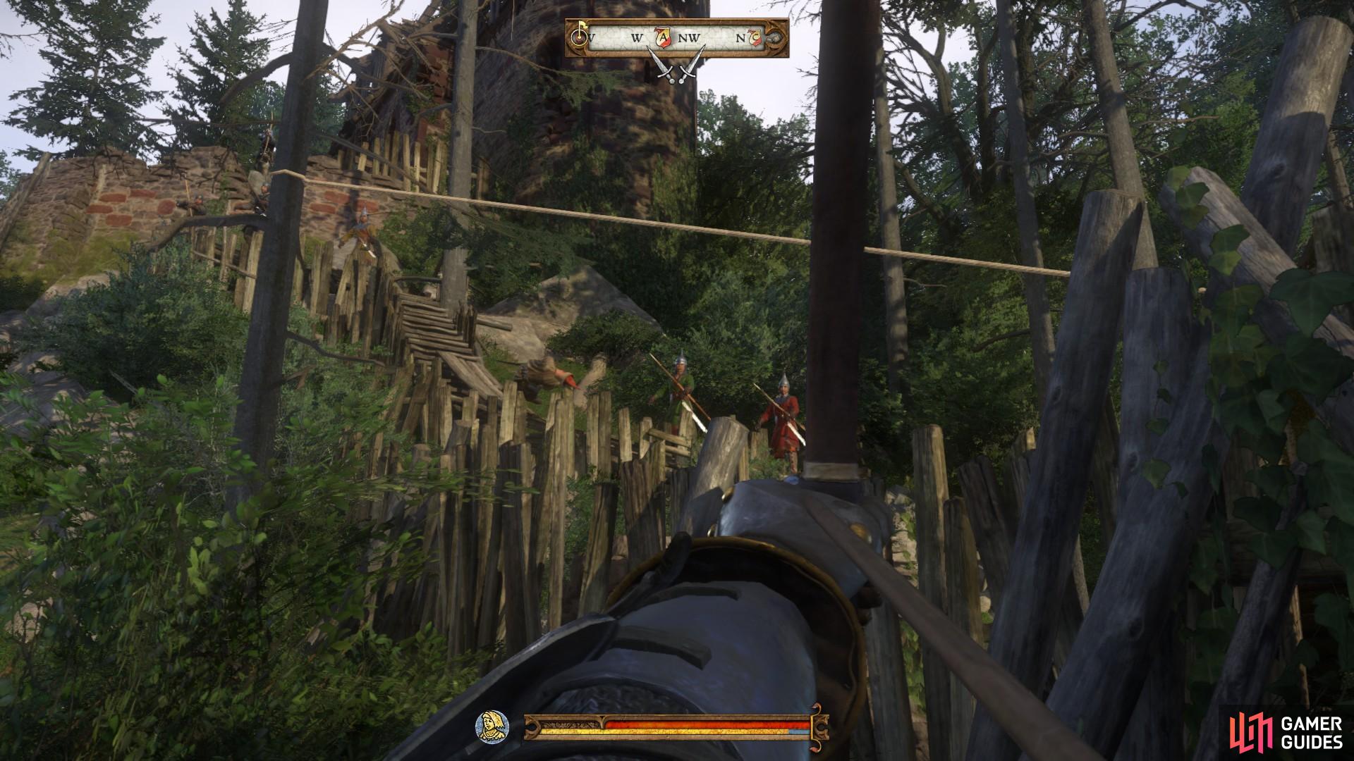 As you enter the camp be sure to deal with the archers on the ramparts to the left of the entrance. 
