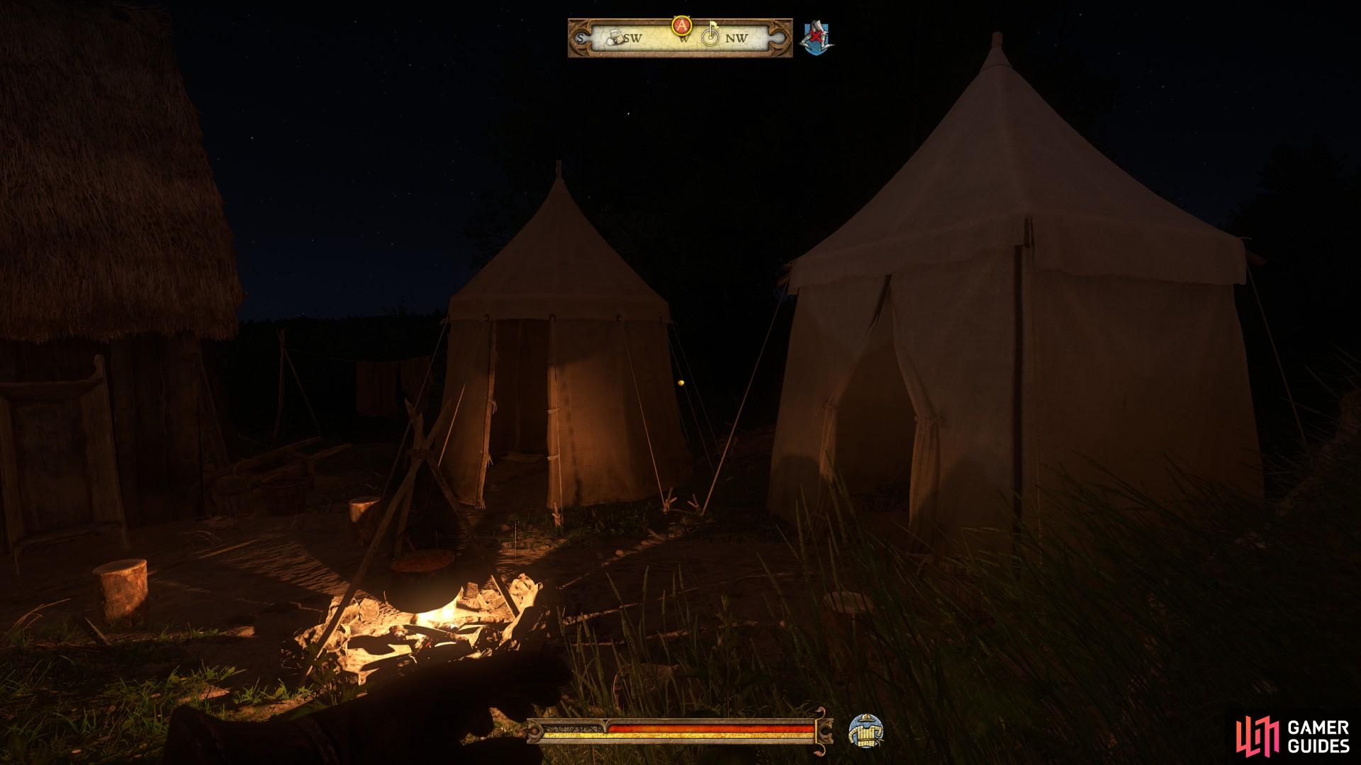 The executioner's sword can be found in the small tent on the left.