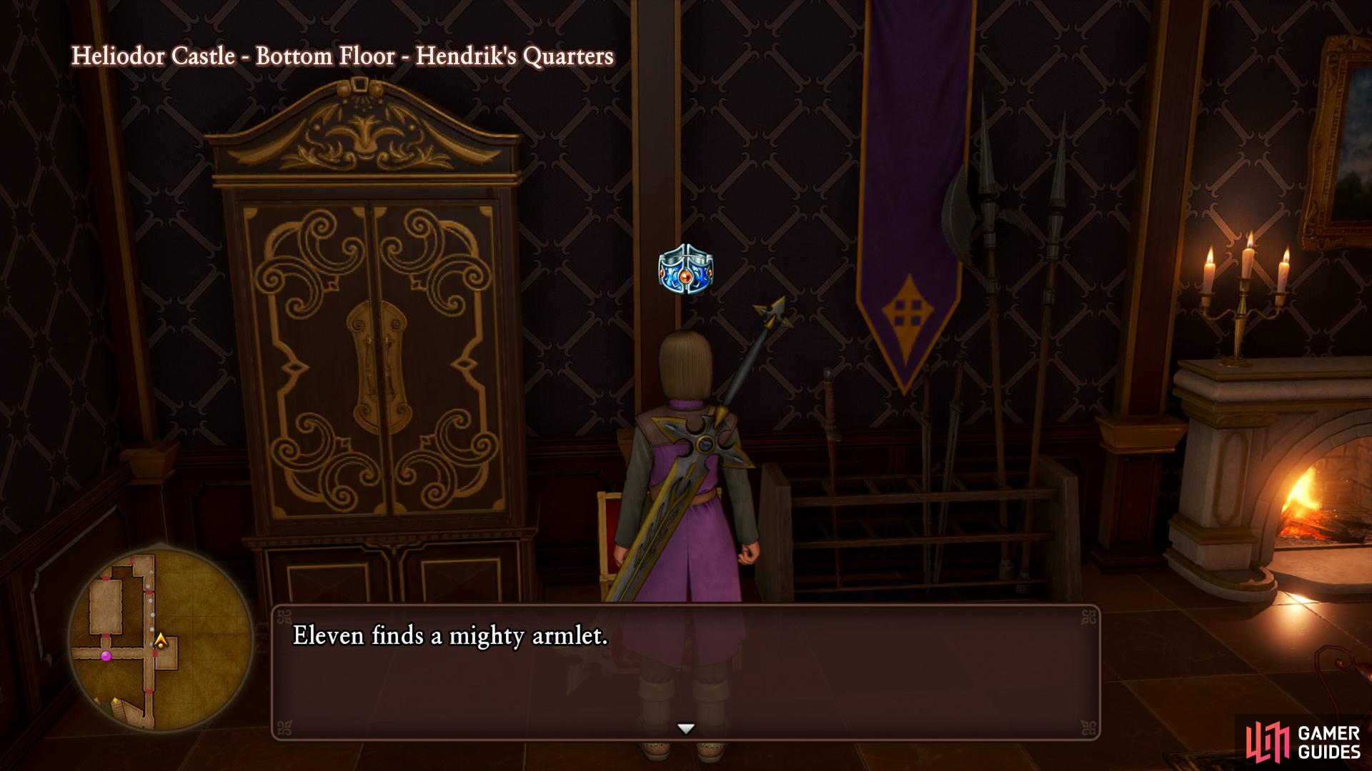 while you’ll find a Mighty Armlet in Hendrick’s room.
