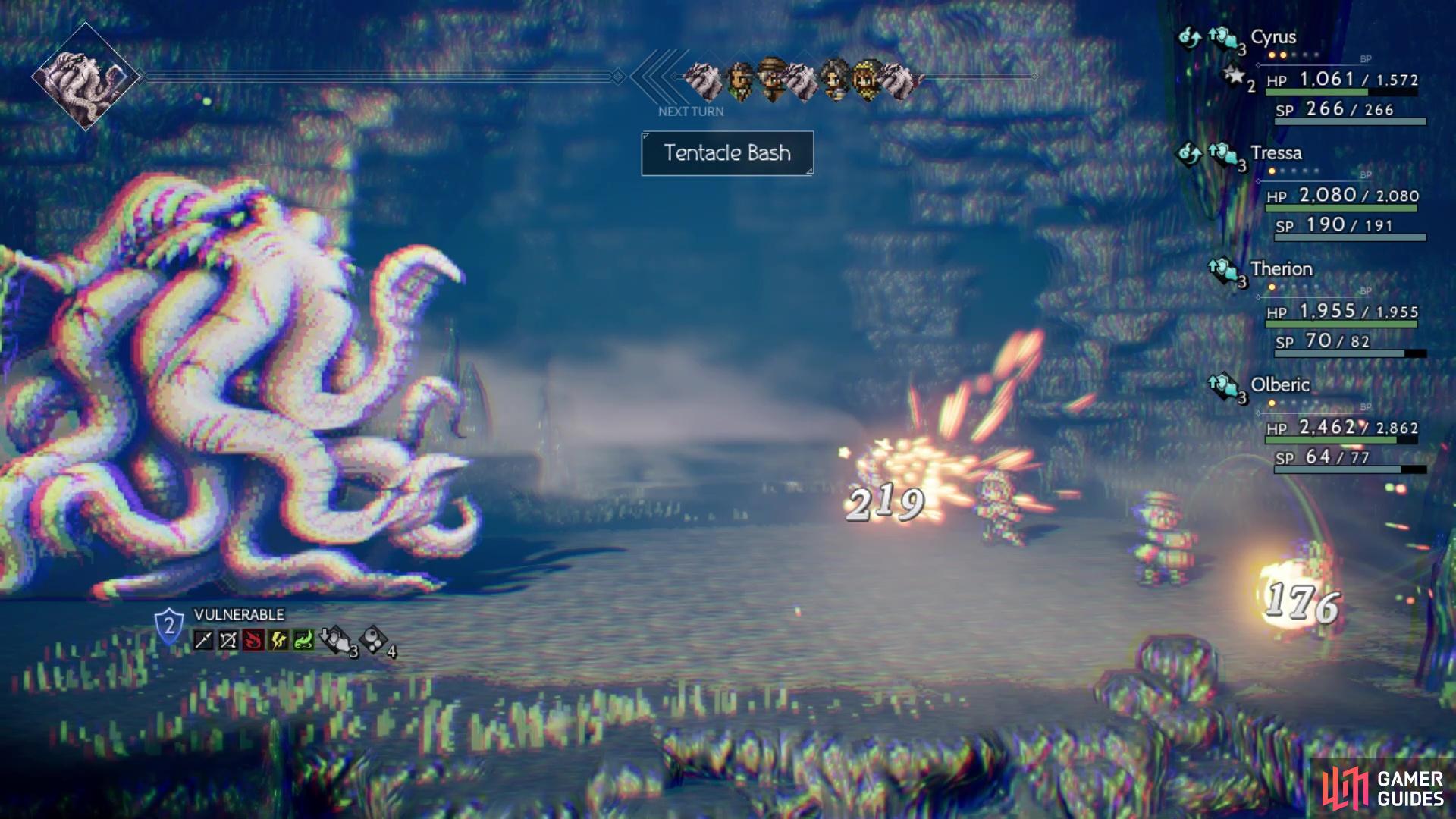 Tentacle Bash will hit random allies, so you may get unlucky