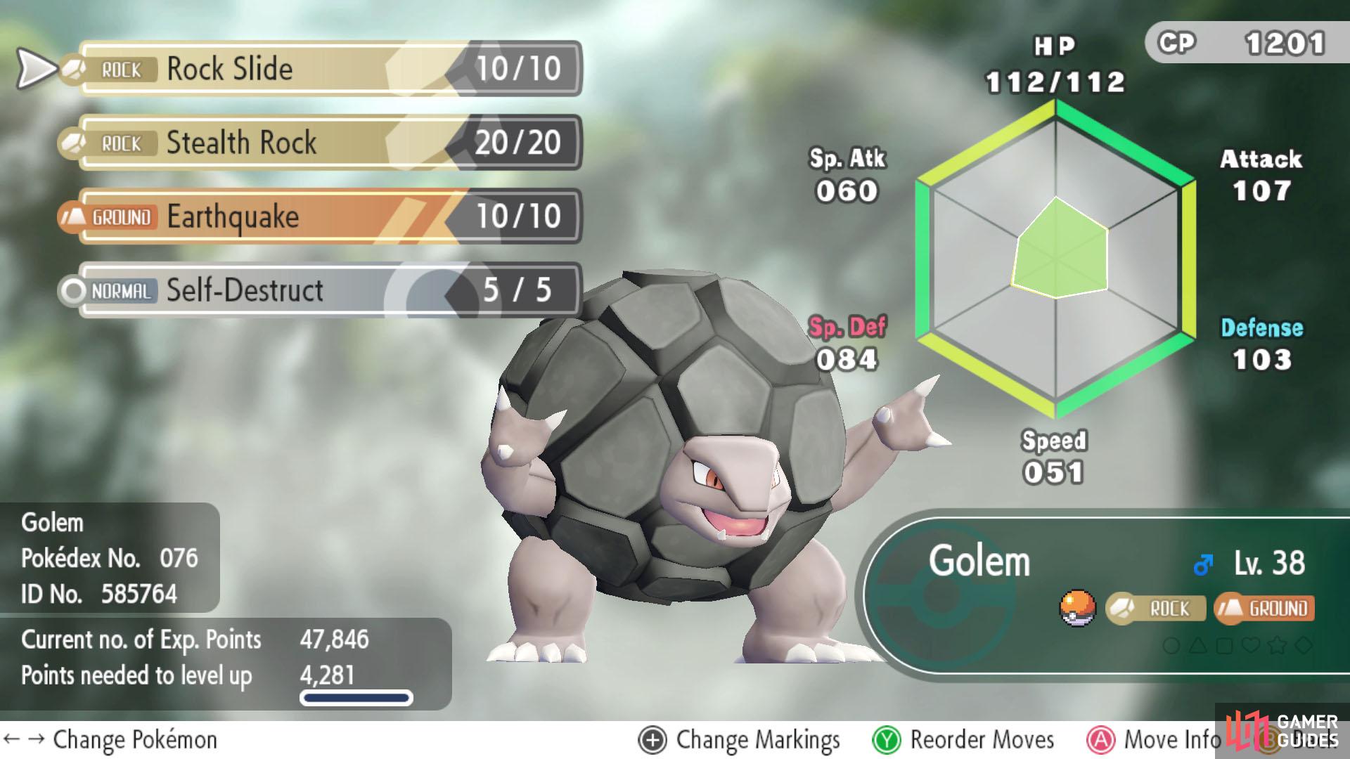Golem generally have high defensive stats, but low Speed.