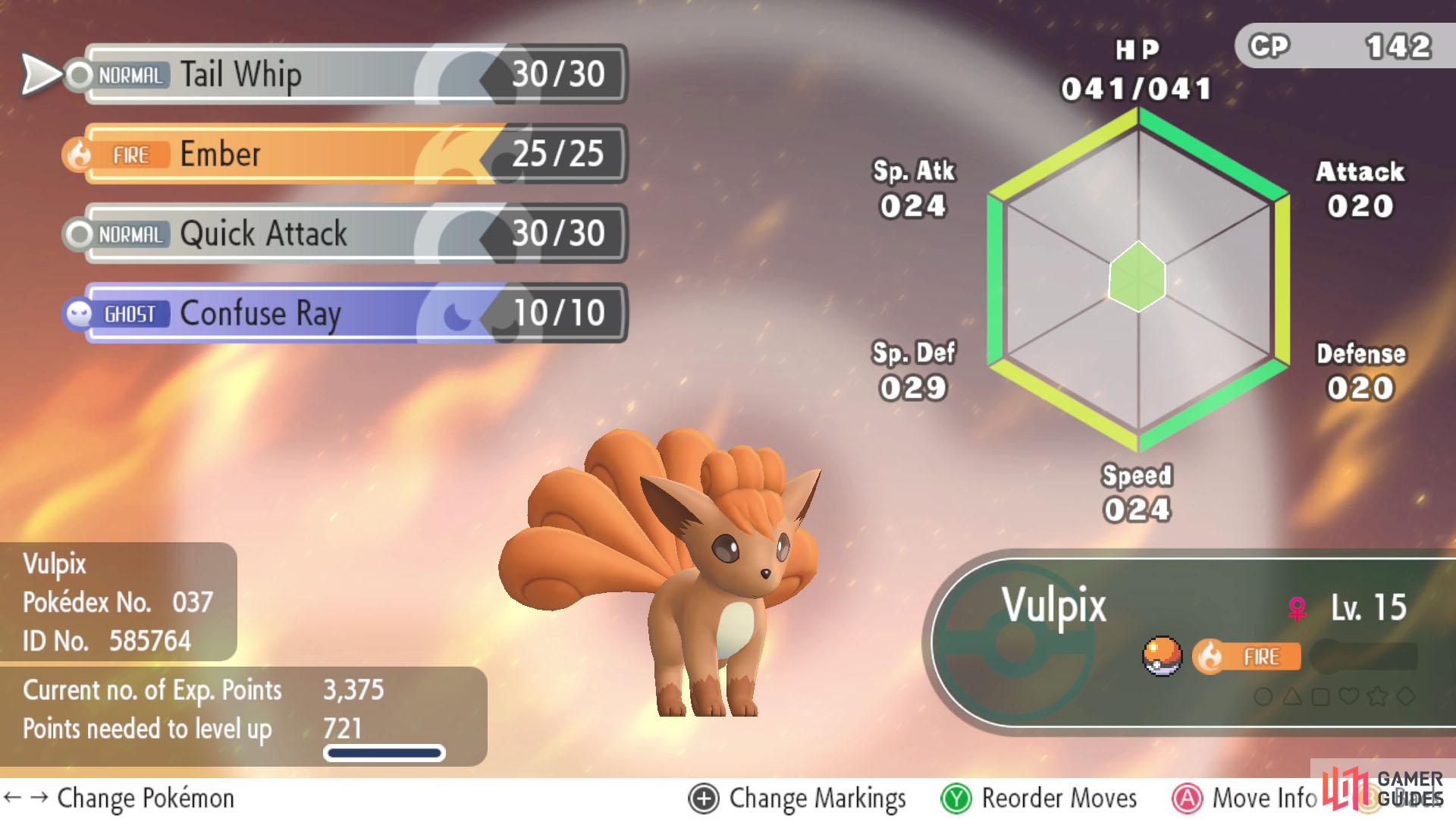 This Vulpix has higher HP and Sp. Def.