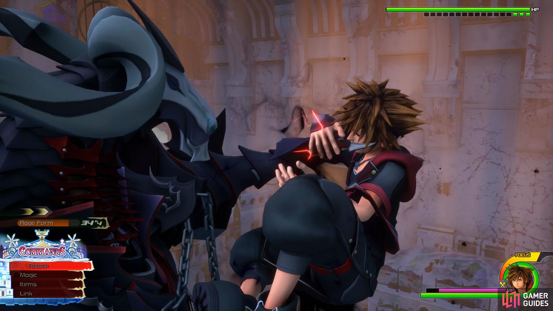 in the final phase, Armored Xehanort will grab and throw Sora to the ground.